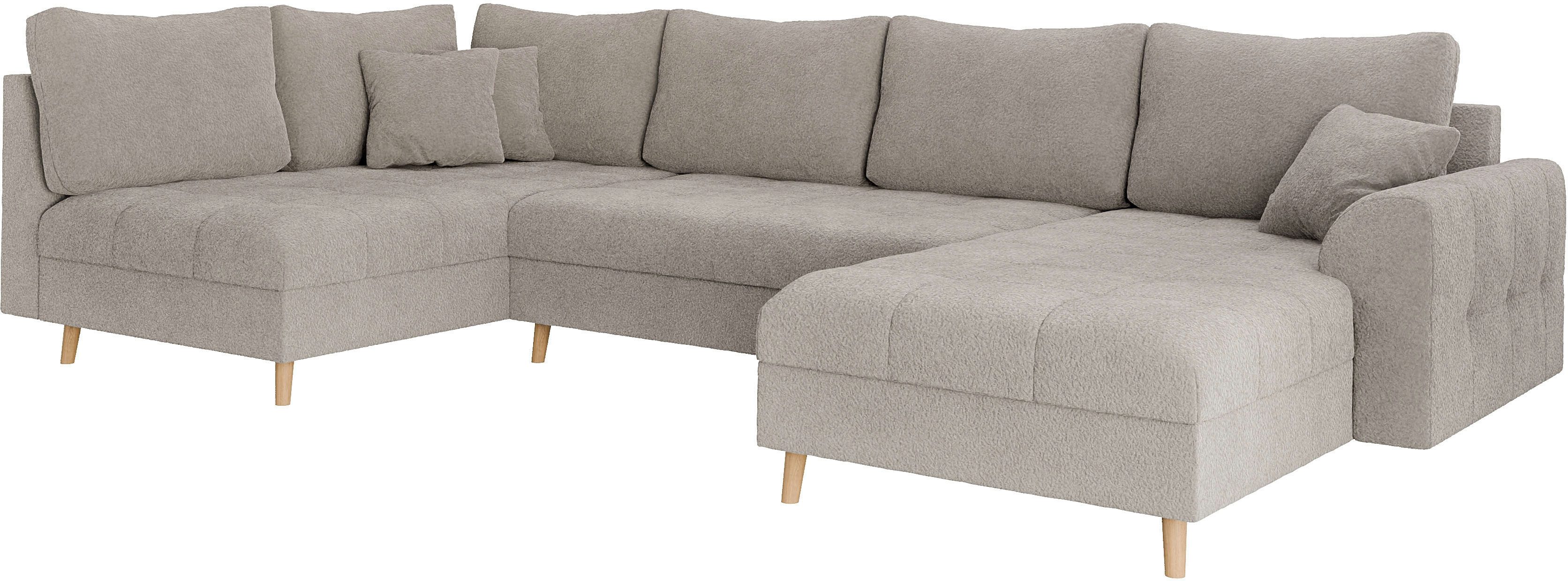 Home affaire Zithoek CHARRE U-vorm met ottomane, afmetingen B/D/H: 310/161/81 cm fijne stiksels, losse rug- en sierkussens, ook in cord en bouclé