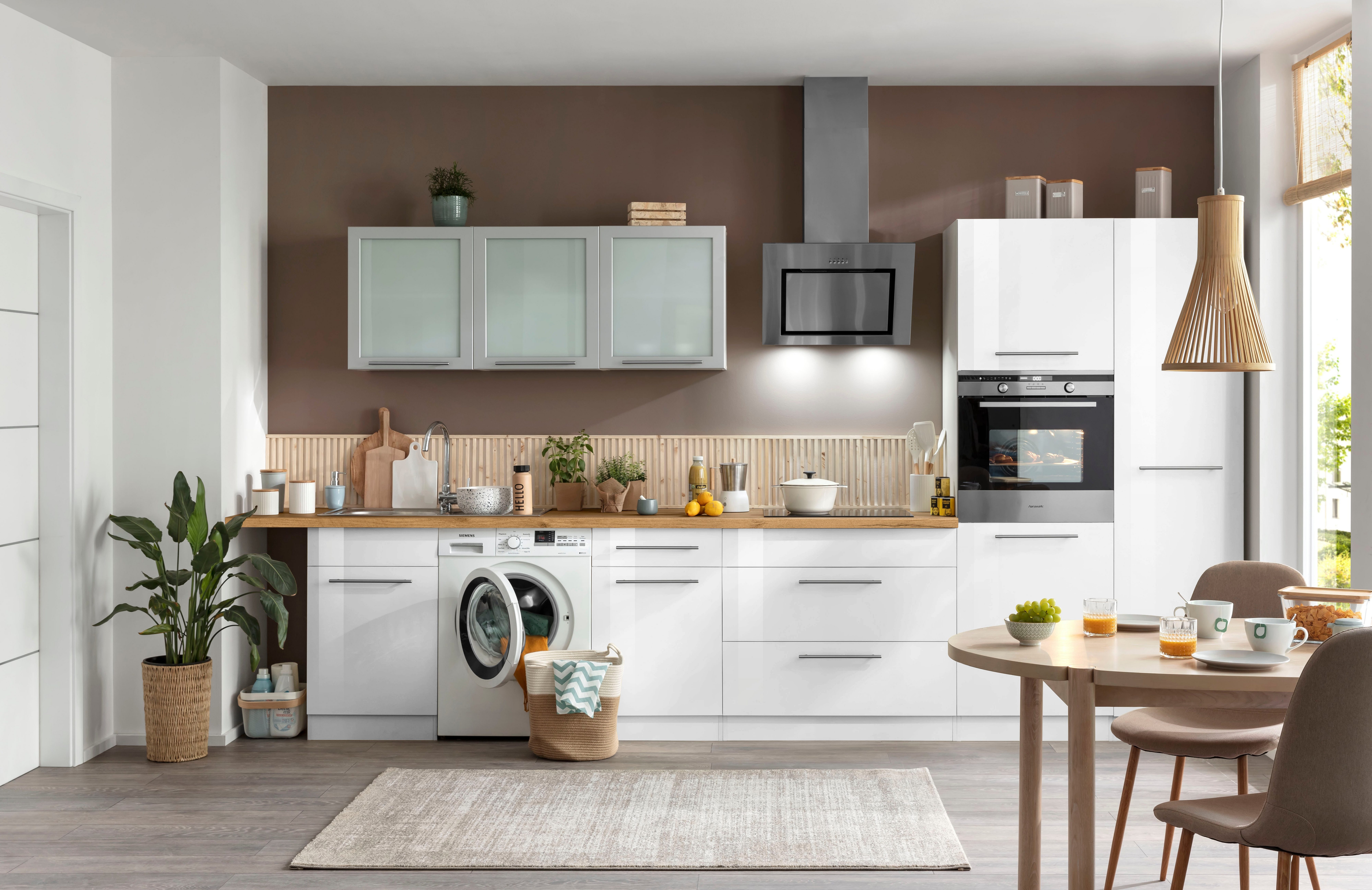 wiho Küchen Hangend kastje met glasdeur Unna met aluminiumkleurig glasdeurtje