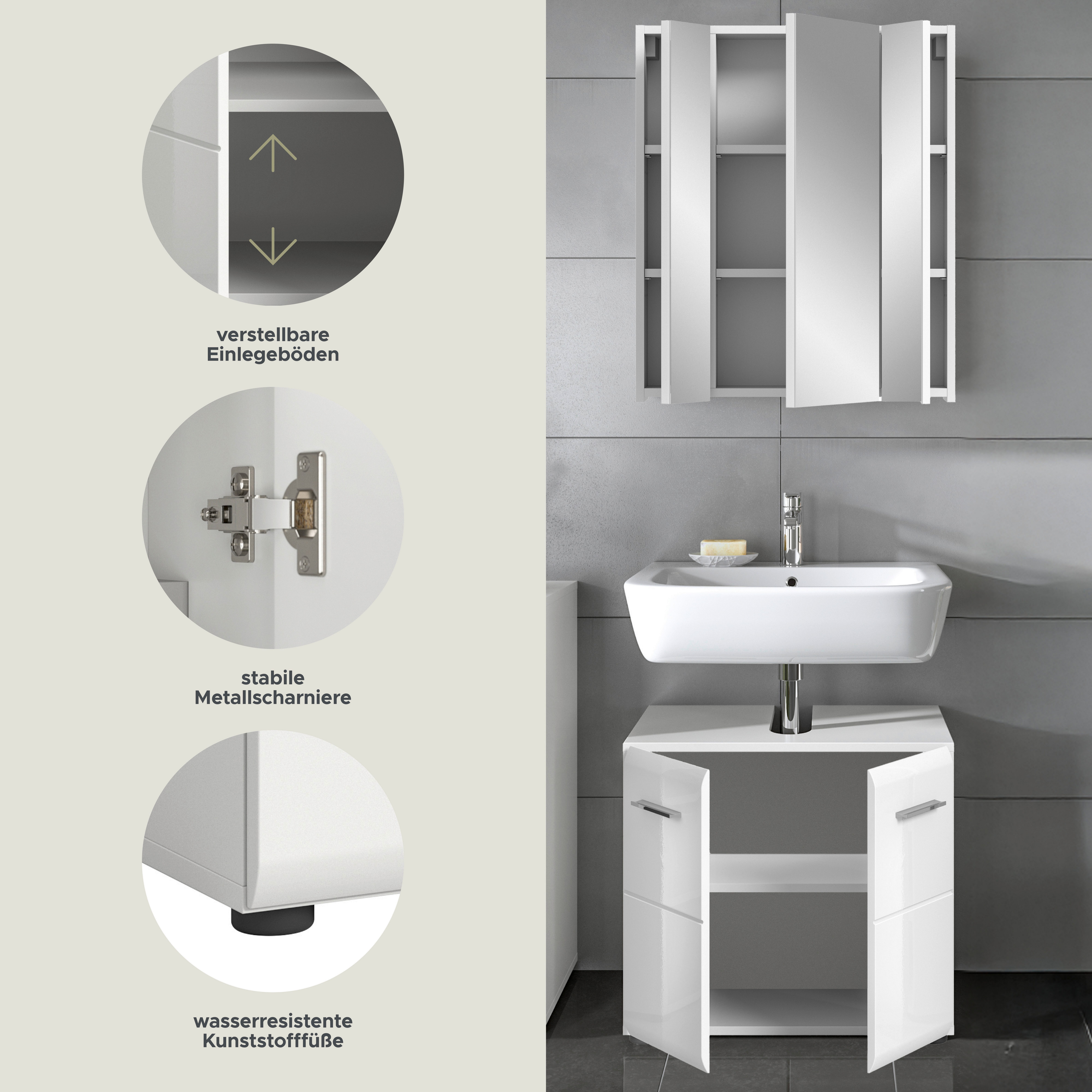 INOSIGN Badmeubelset FLORENZ, TOPSELLER!, 2-delige badcombinatie, hoogwaardige MDF-front