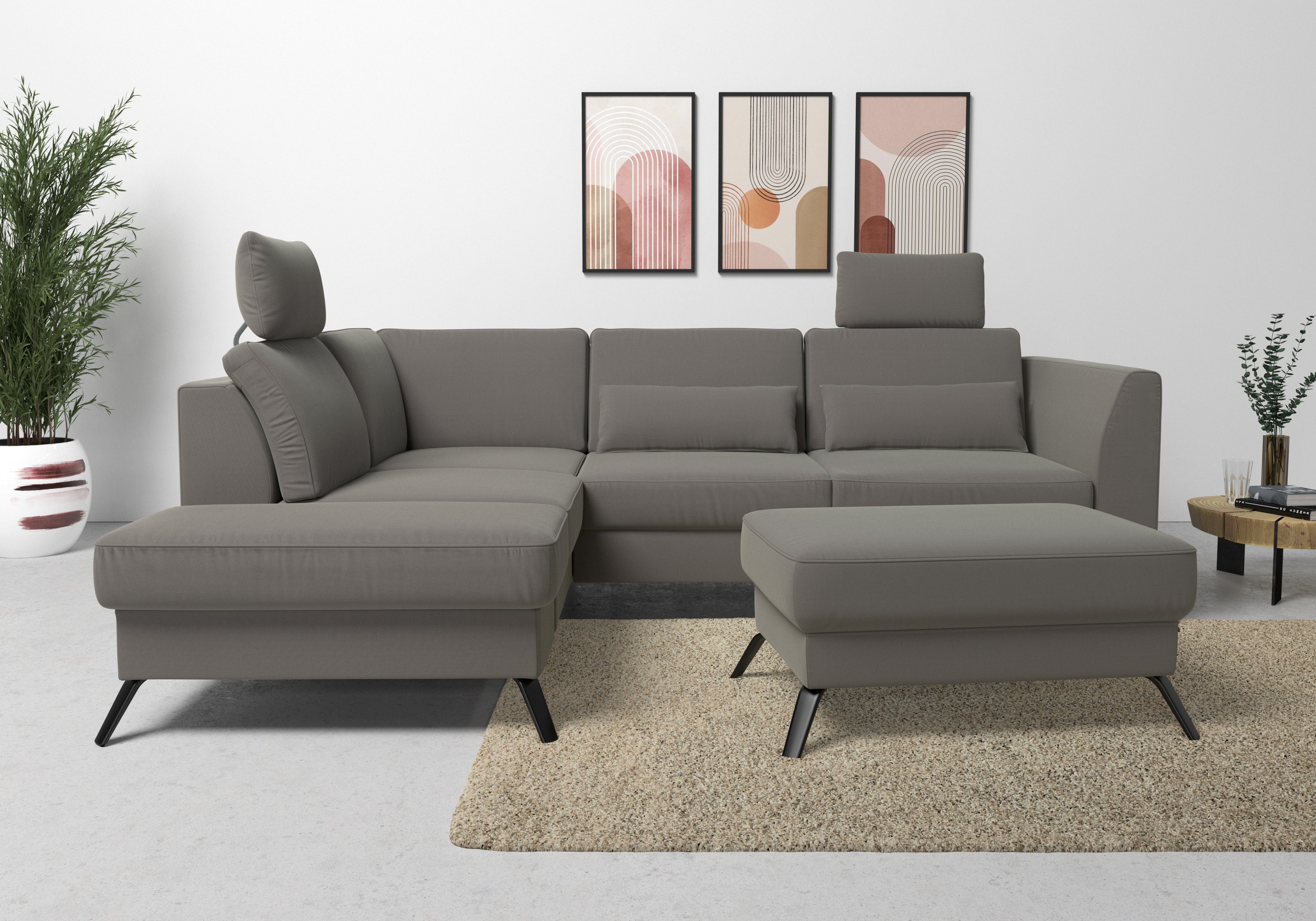 sit&more Hoekbank Olsen L-vorm inclusief zitdiepteverstelling, naar keuze met slaapfunctie, 15 cm hoog