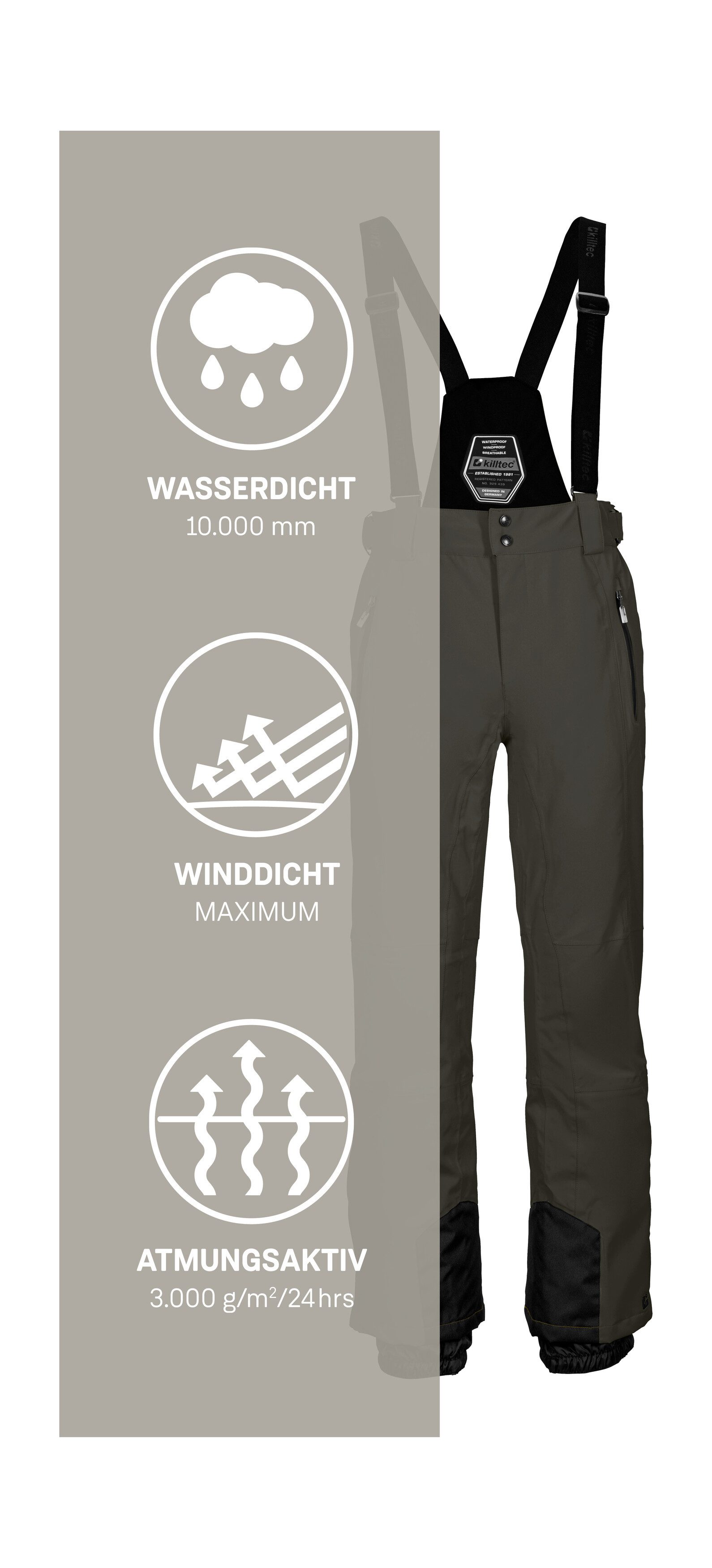 Killtec Skibroek KSW 100 ENOSH MN SKI PNTS Wind- en waterdichte skibroek, verstelbaar, met sneeuwvangers