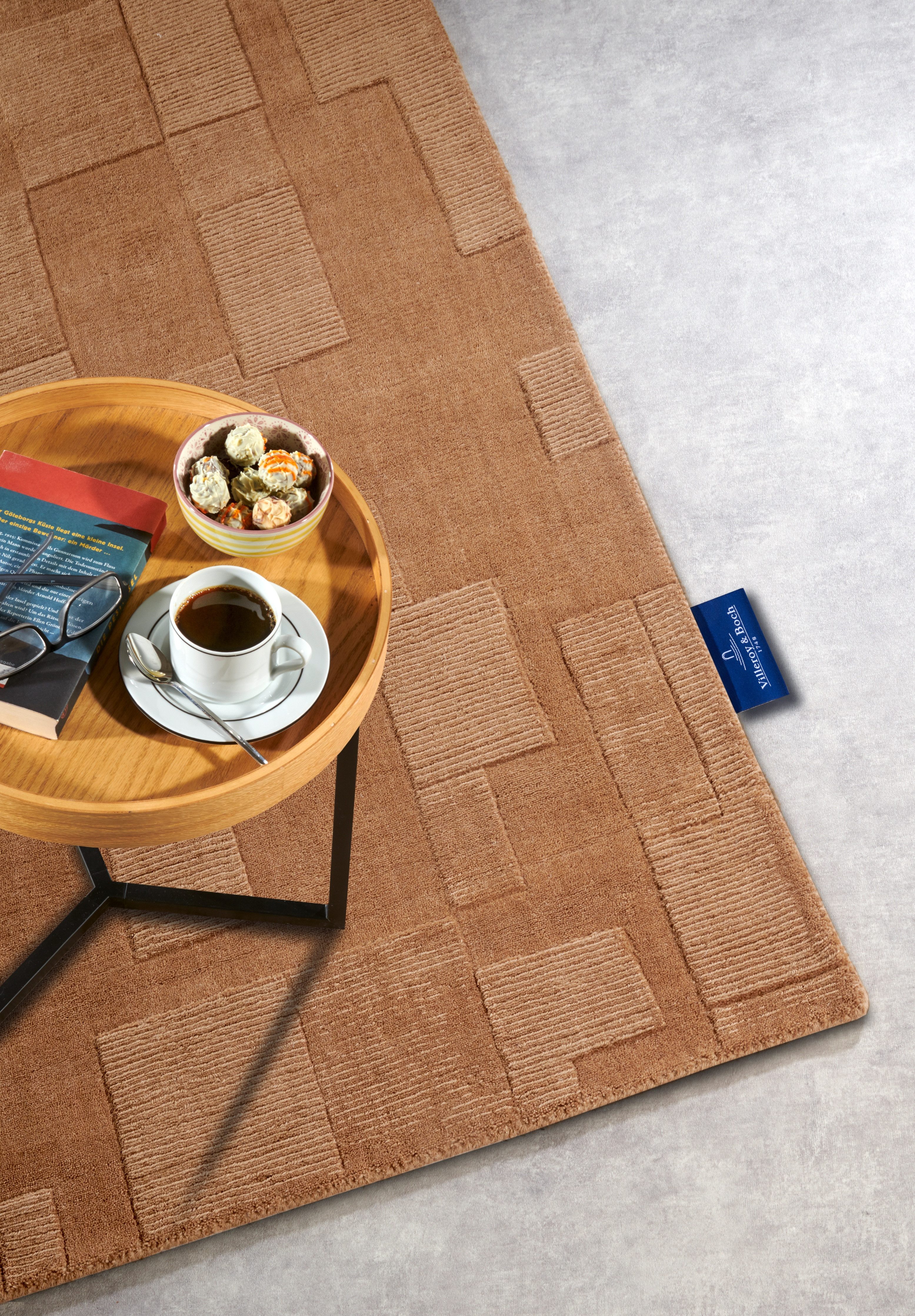 Villeroy & Boch Wollen kleed Wilhelmine Loper, handgeweven, wol, natuur, woonkamer, geometrie, boho