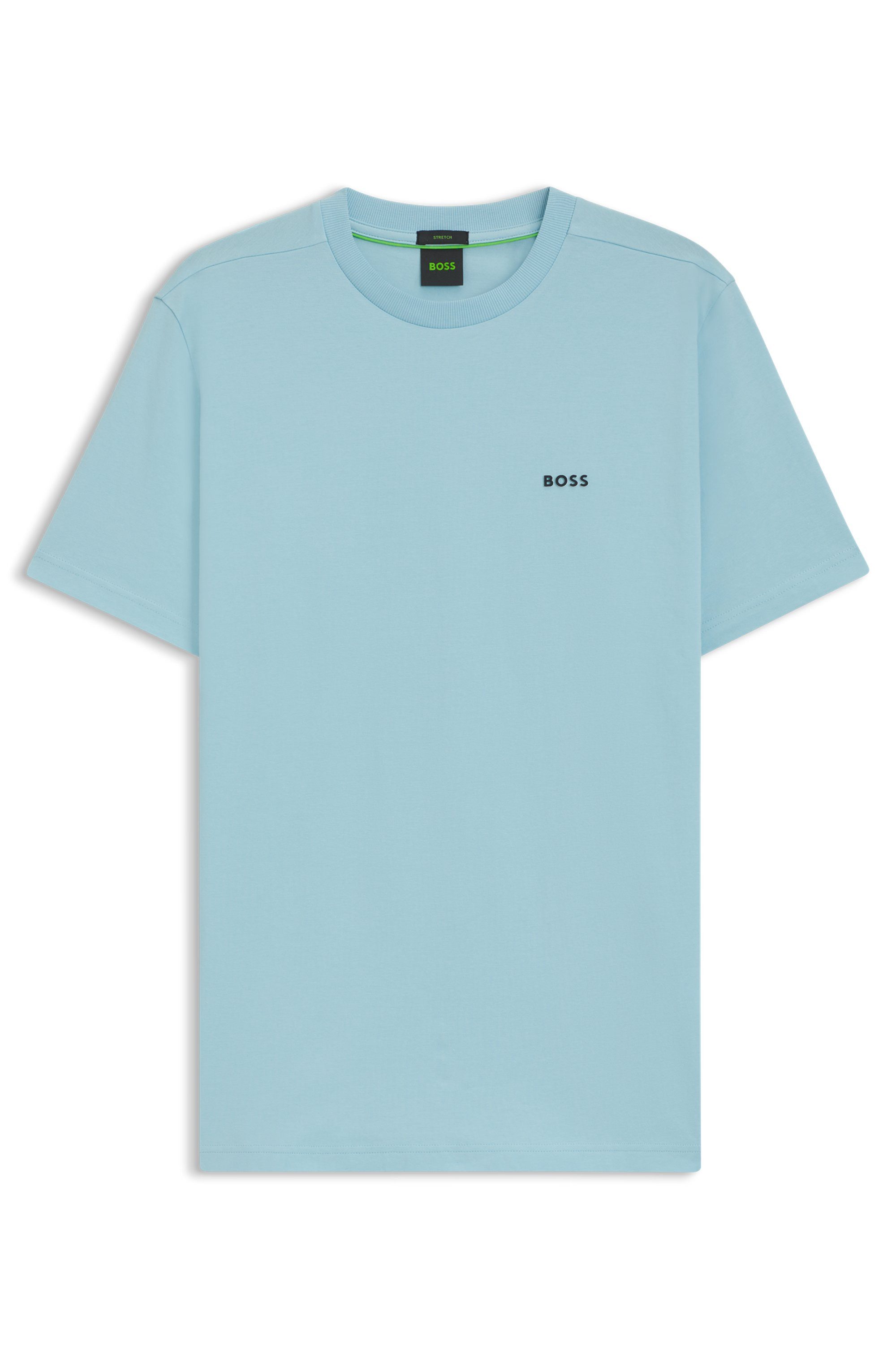 BOSS GREEN Shirt met ronde hals Thee met gegomd contrast-logo