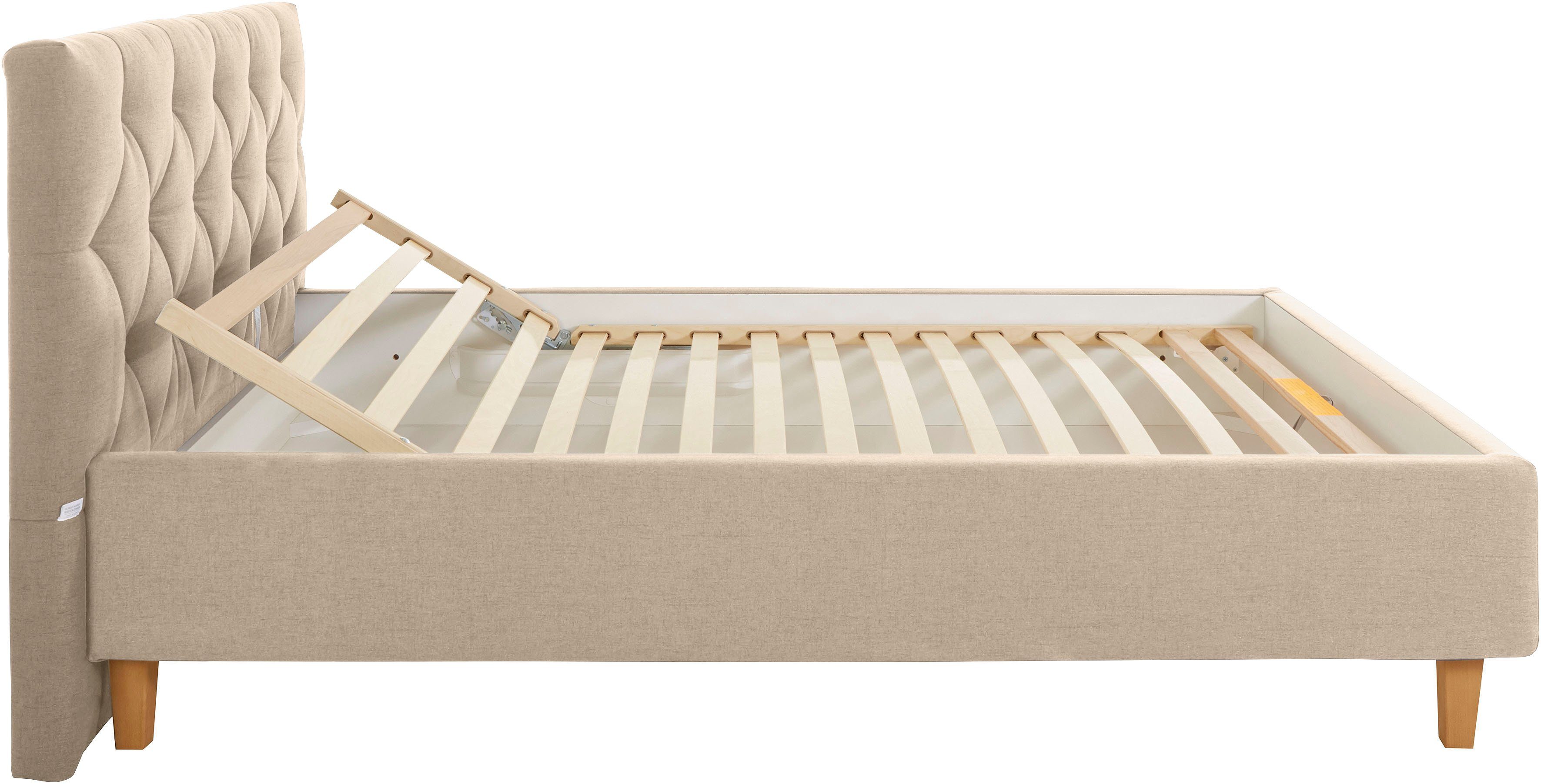 Guido Maria Kretschmer Home&Living Gestoffeerd bed Sunley 100 Kruisstiksel, hoofdbordhoogte 102 cm, zonder of met matras/lattenbodem