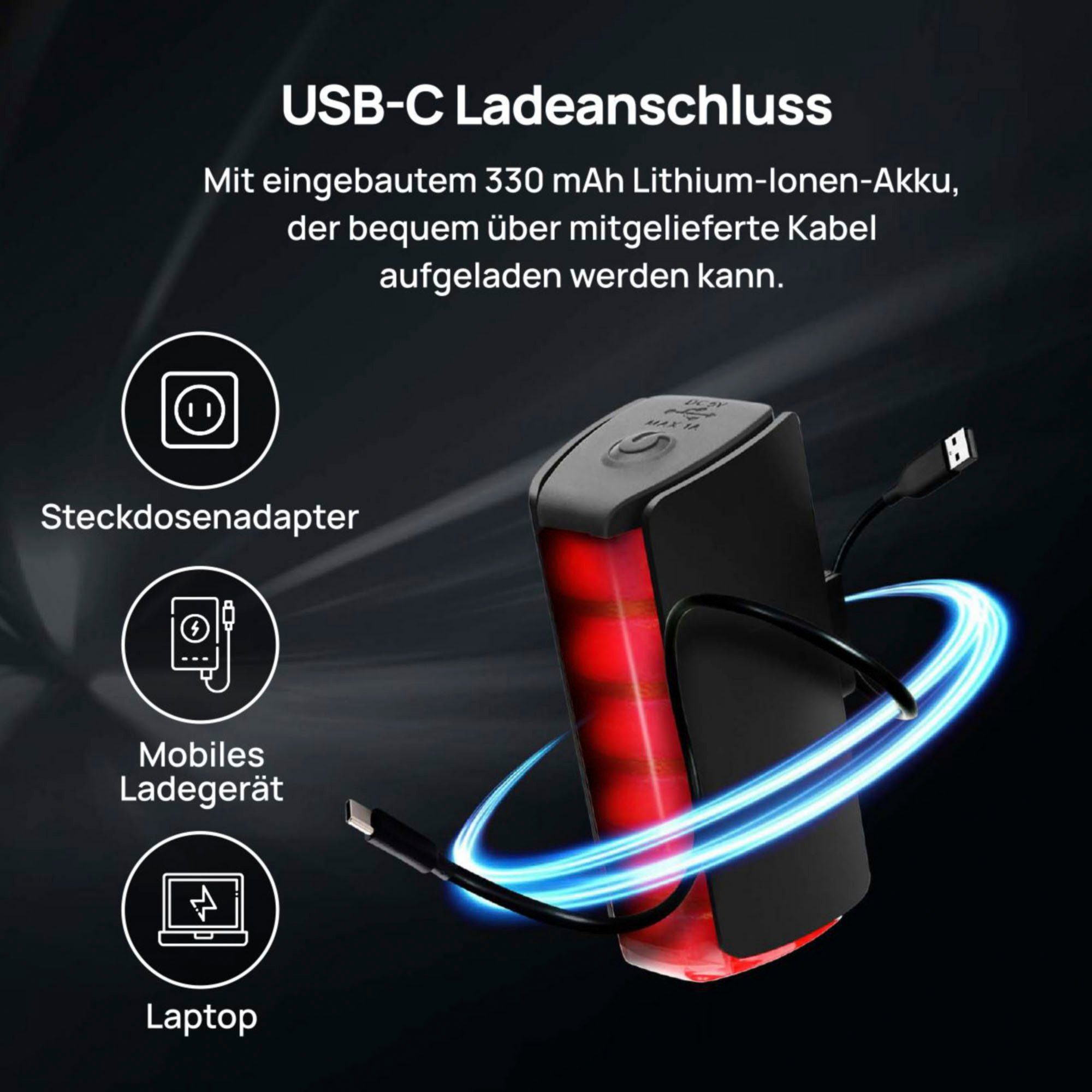 Fischer Fietsverlichting Led-accu-Bel. Set plus 100x130 groot licht + twin stop (set, 2-delig)