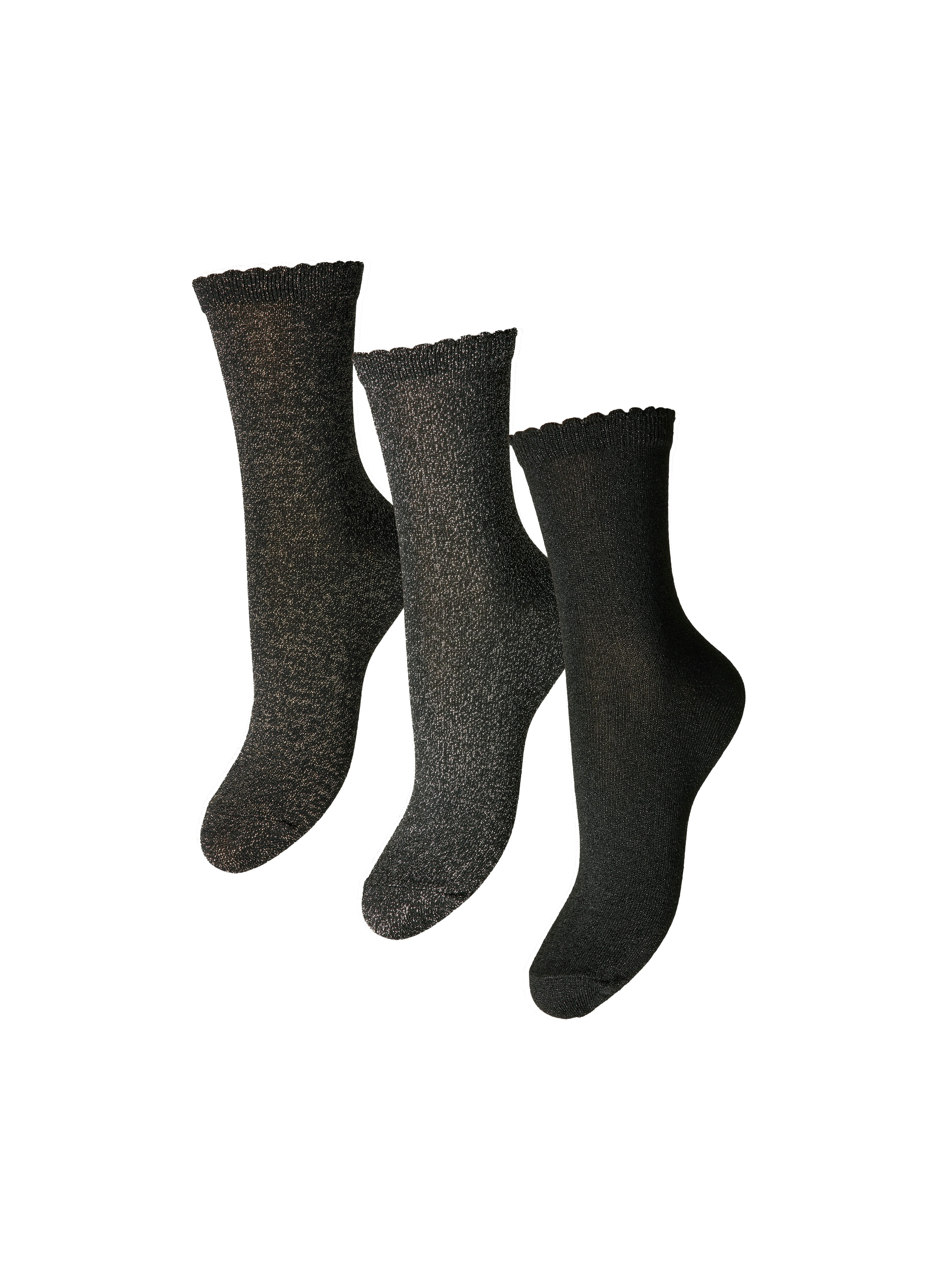 pieces Sokken PCSEBBY GLITTER LONG 3-PACK SOCKS NOOS (set, 3 paar)