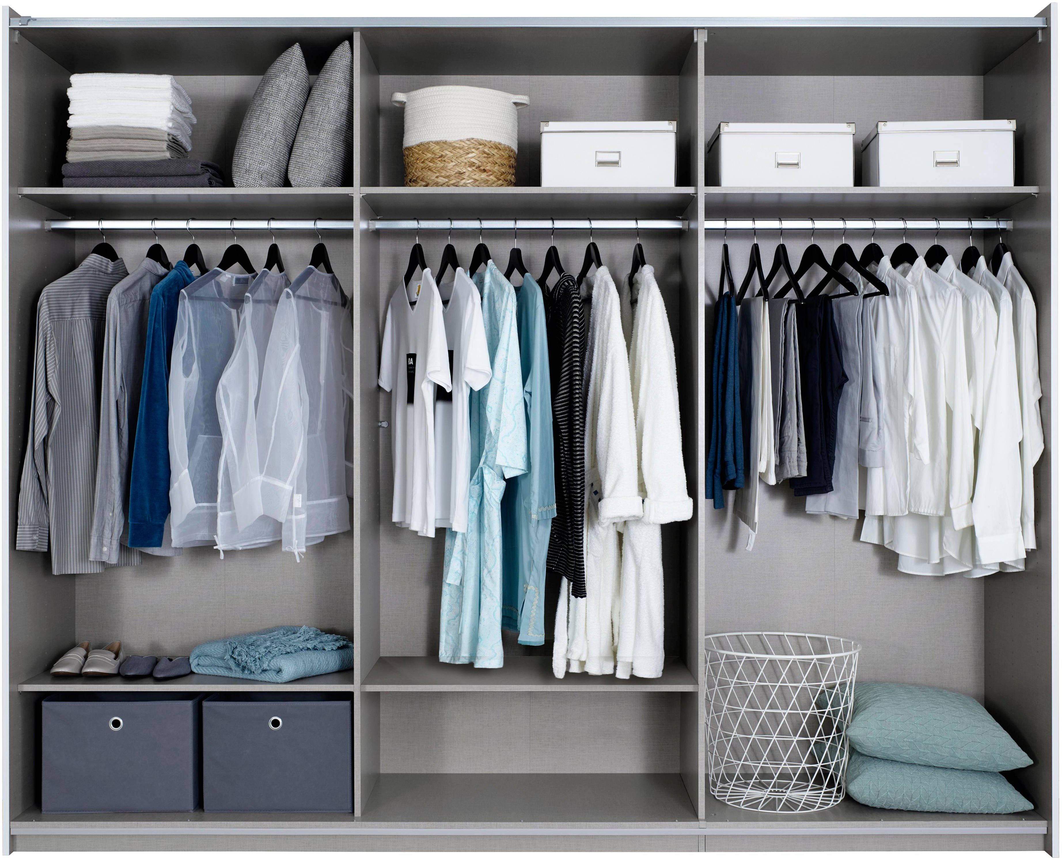 rauch Zweefdeurkast Kledingkast kast garderobe ASTANA met soepel lopende deuren inclusief 2 stoffen dozen en metalen grepen topseller made in germany