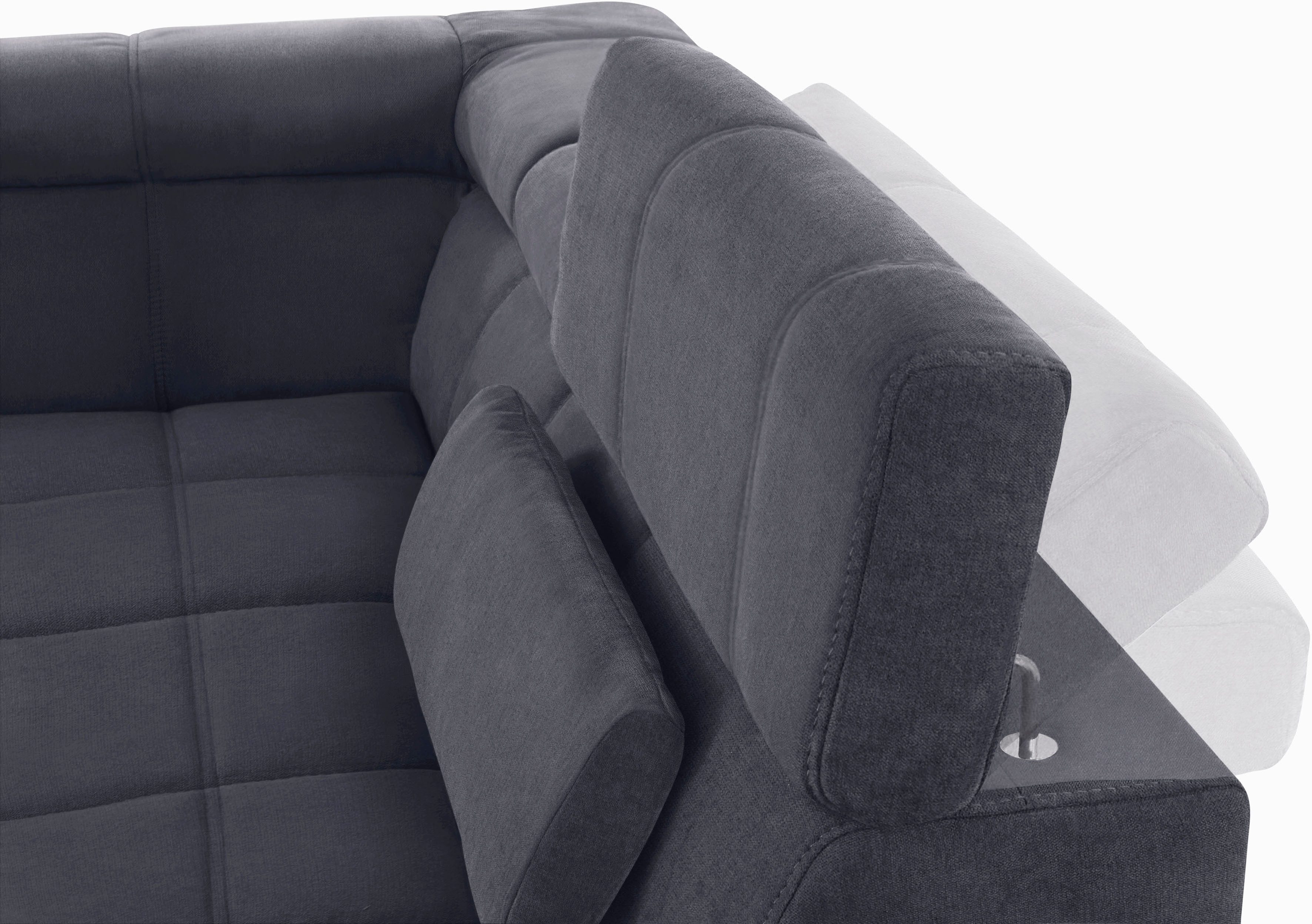 DOMO collection Zithoek Brandon, keuze met zitdiepteverstelling, inclusief lendensteun met hoofdsteunverstelling, optionele zitdiepteverstelling, u-vorm
