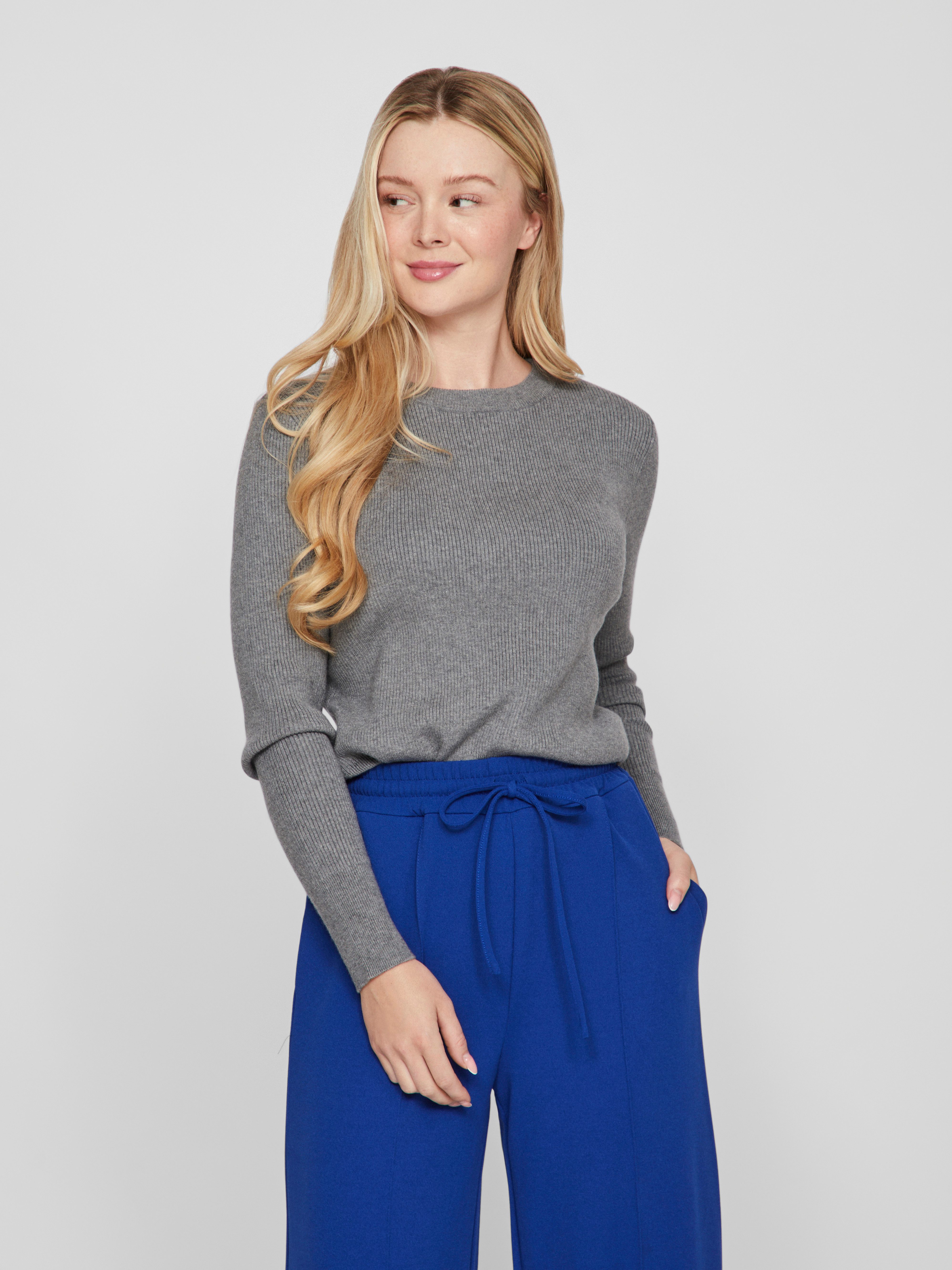 Vila Trui met ronde hals VICOMFY O-NECK L/S KNIT TOP/SU - NOOS