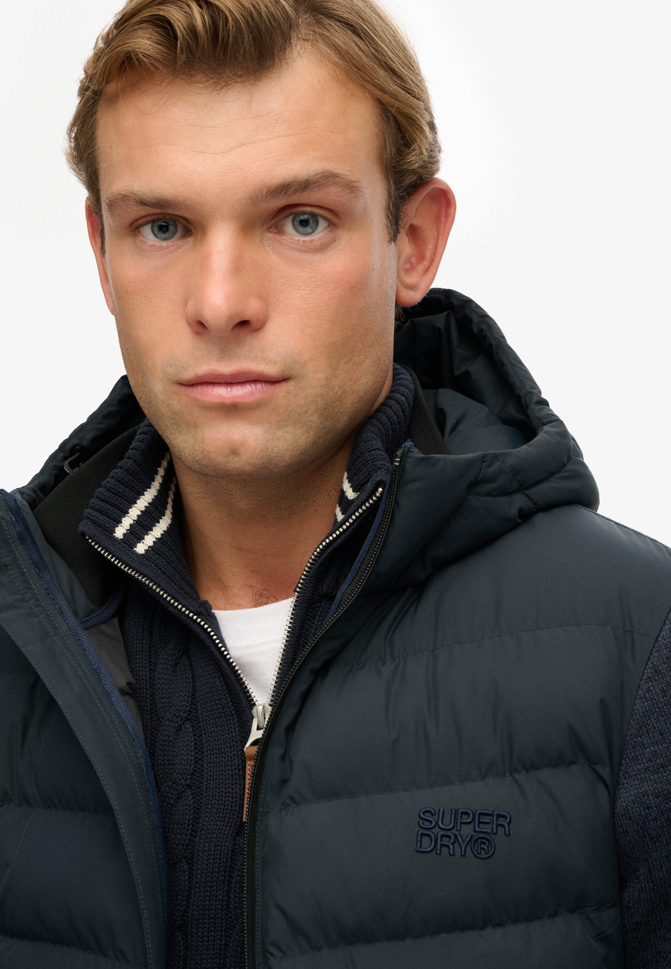 Superdry Gewatteerde jas HOODED STORM KNIT HYBRID JKT