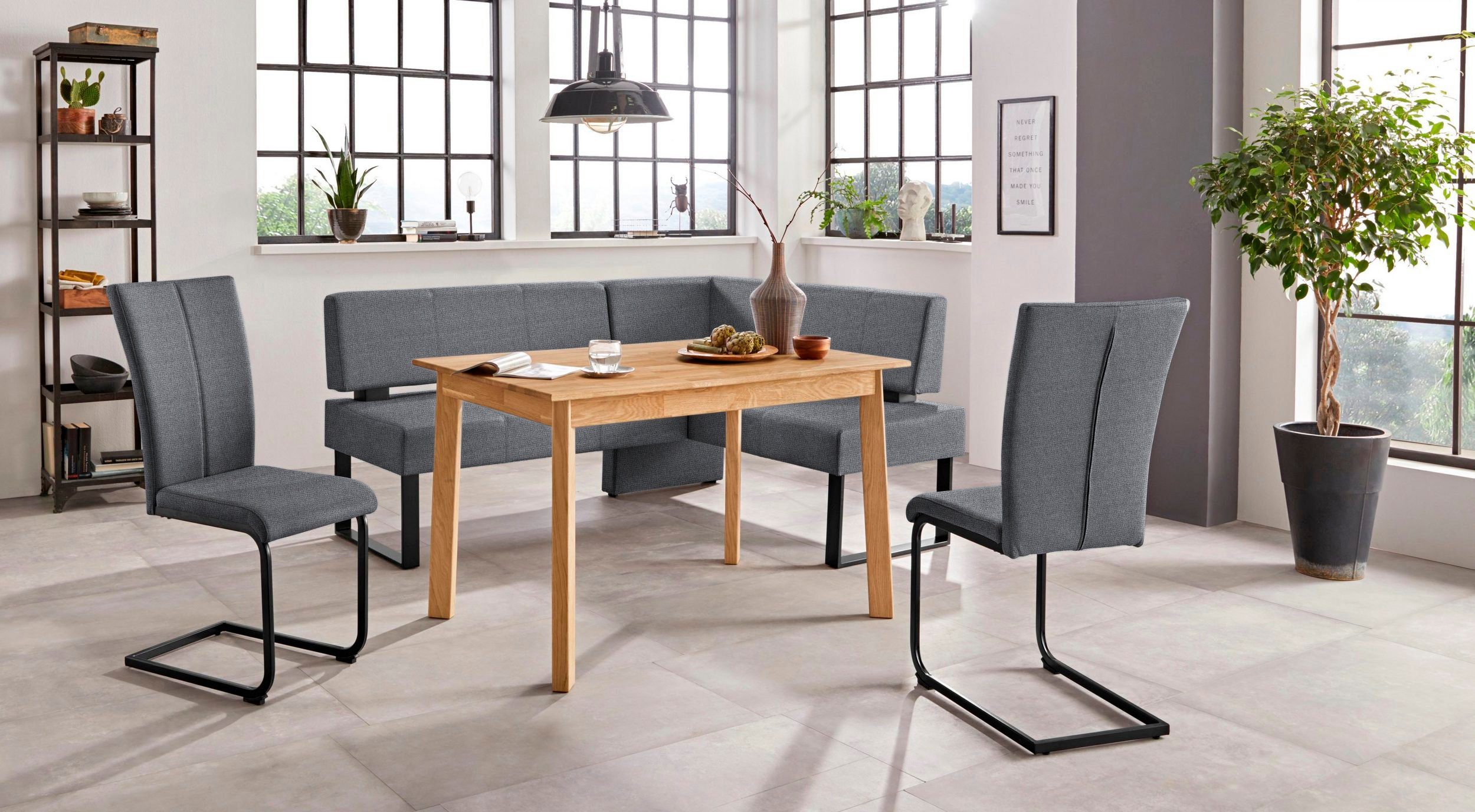 Home affaire Hoekbank Oliver met metalen frame, keukenbank verschillende hoezen cord eetkamerbank ottos choice