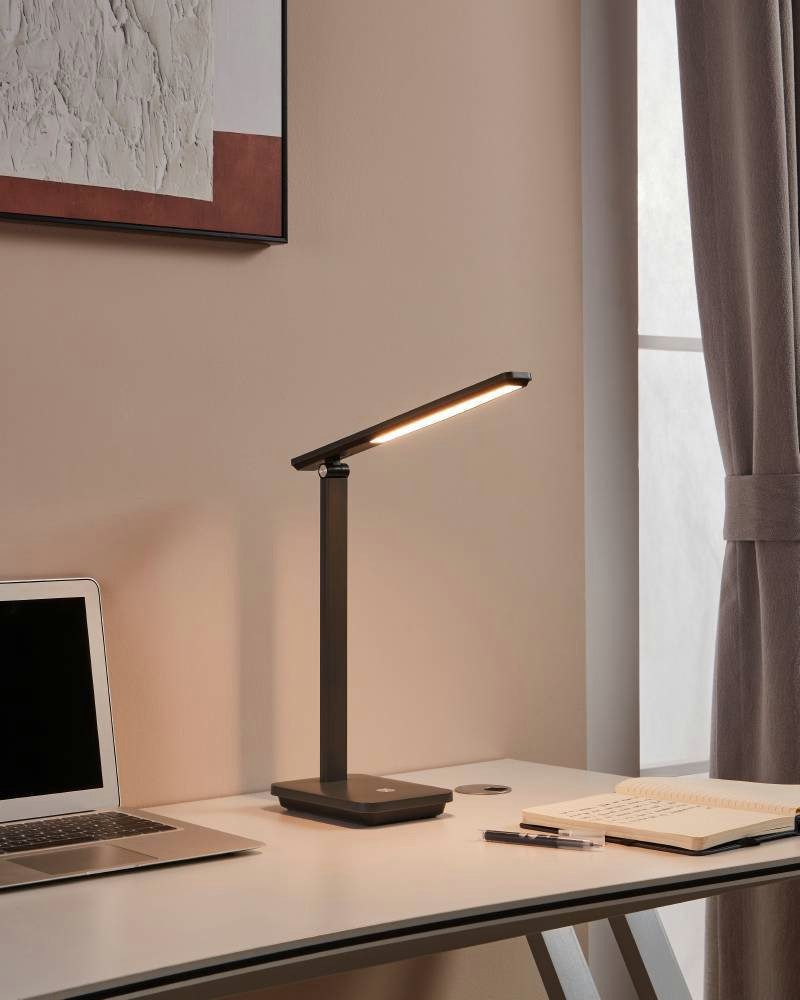 EGLO Tafellamp INIESTA Nachttafellamp touch dimbaar, USB-oplaadfunctie, grijs en zwart (1 stuk) tafellampen grijs