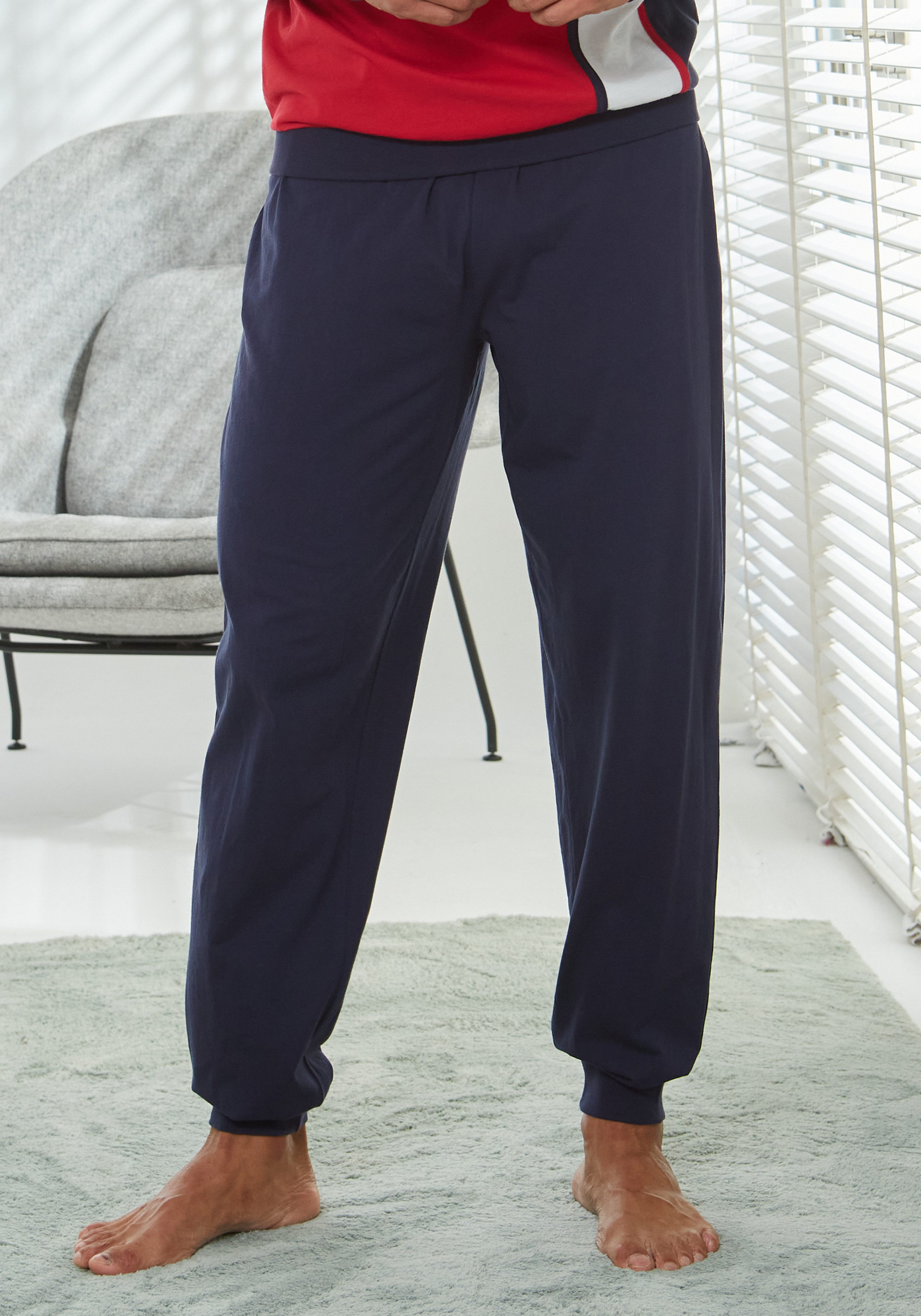 H.I.S Pyjama voor heren Pyjama met brede streep (2-delig, 1 stuk)