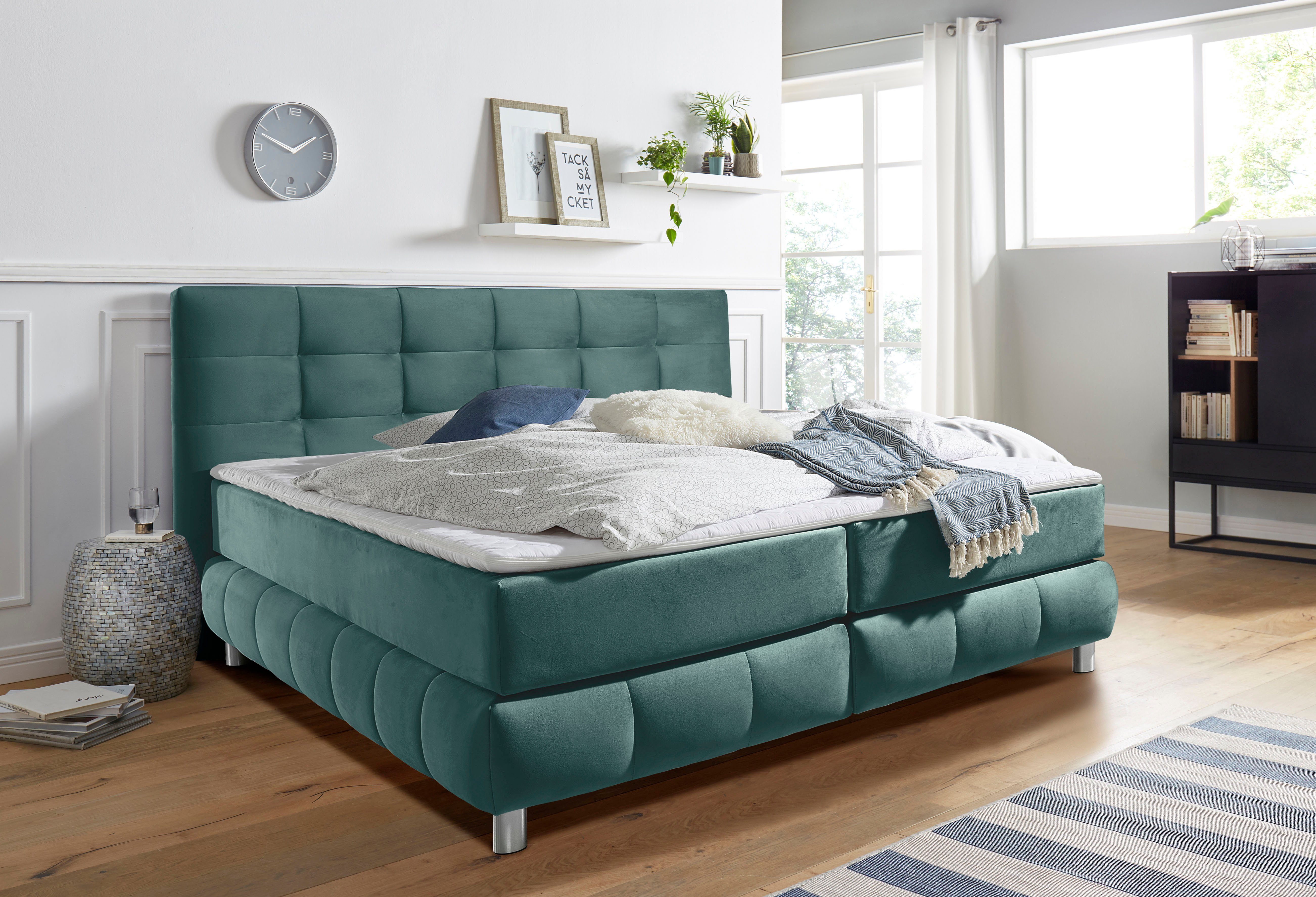 andas Boxspring Salo incl. topmatras, in fluwelige look of structuurstof, 6 breedten, 2 hardheden, tfk ook in hardheid 4. 3 matrassoorten