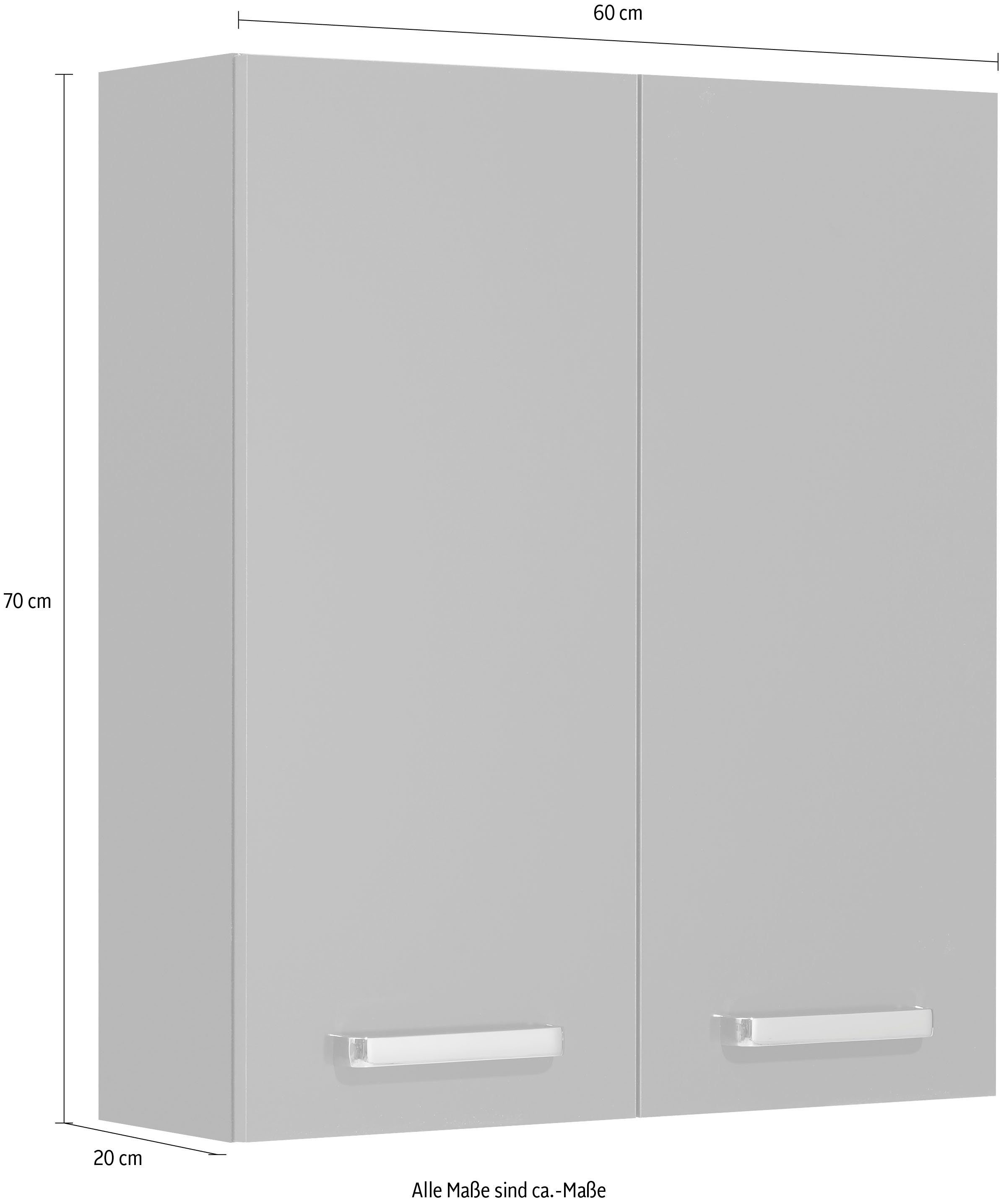 Saphir Hangend kastje Quickset wand-badkast 60 cm breed met 2 deuren en 2 legplanken Badkamer-hangend kastje inclusief deurdemper, grepen in glanzend chroom