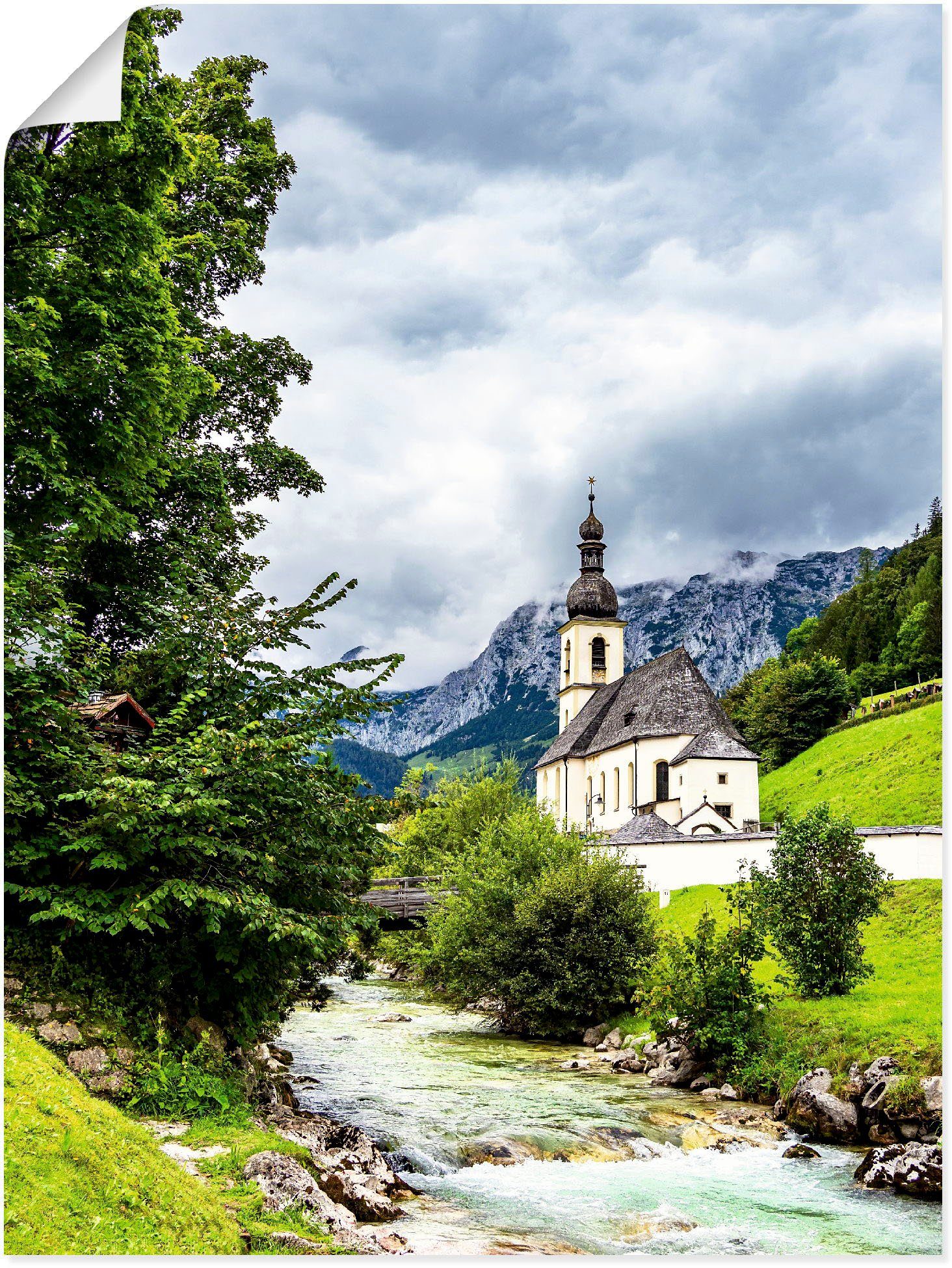 Artland Artprint Pfarrkirche Sankt Sebastian in Ramsau in vele afmetingen & productsoorten - artprint van aluminium / artprint voor buiten, artprint op linnen, poster, muursticker