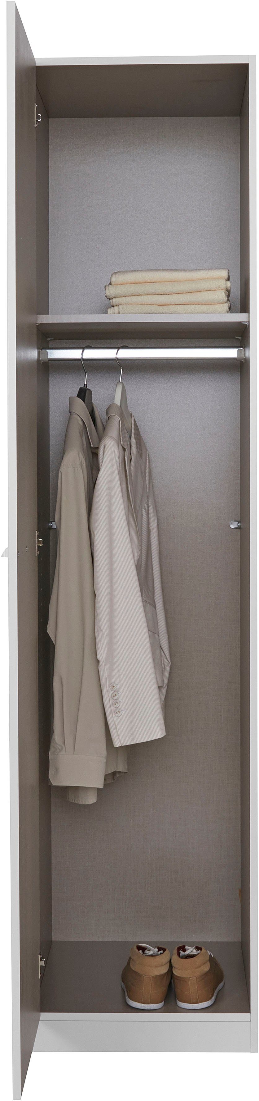 Draaideurkast Kledingkast VANDOR in drie breedtes, hoogte 197 cm, grepen in grijs metallic made in germany