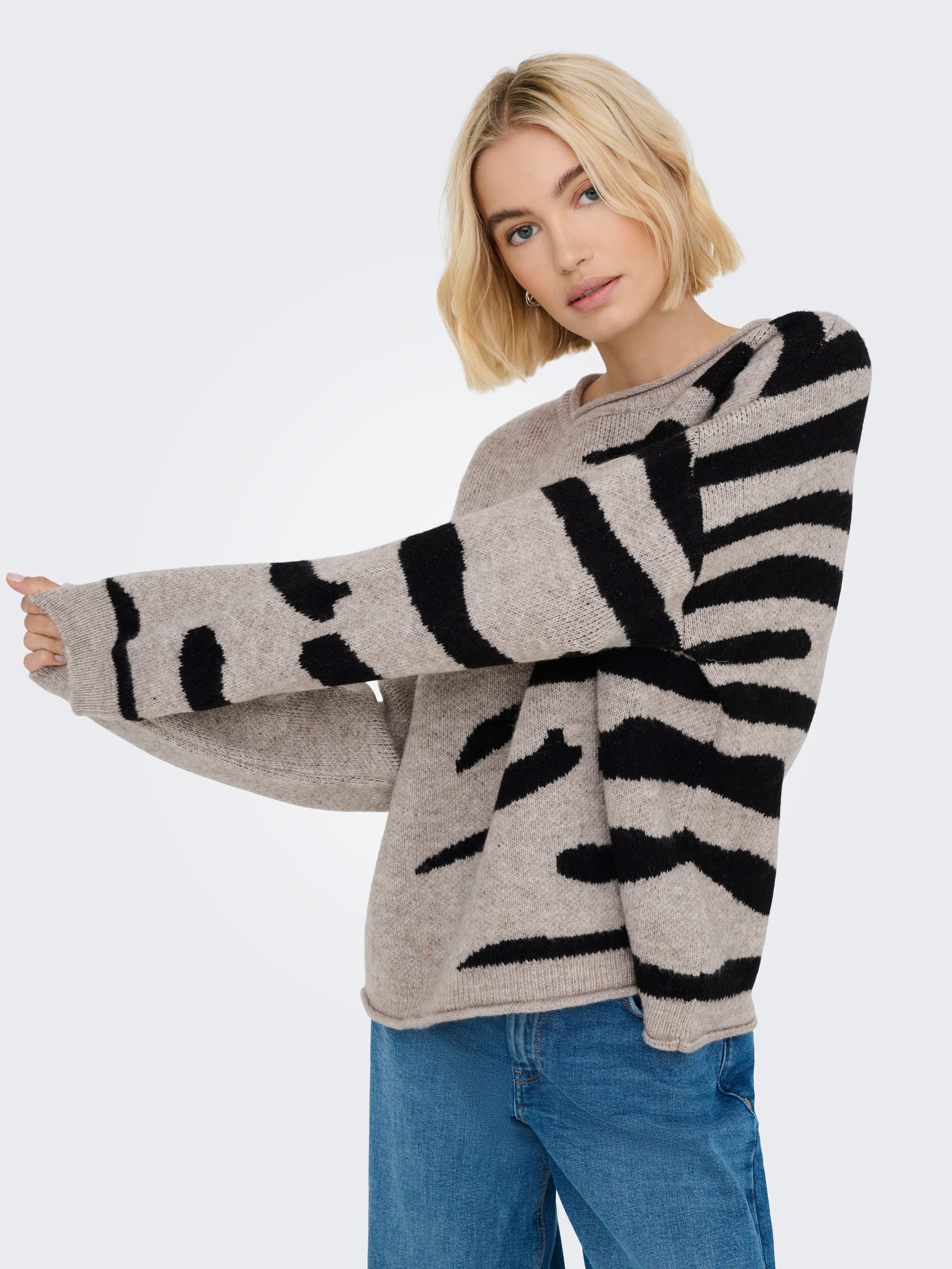 Only Trui met ronde hals ONLJADE PATTERN LS O-NECK EX KNT