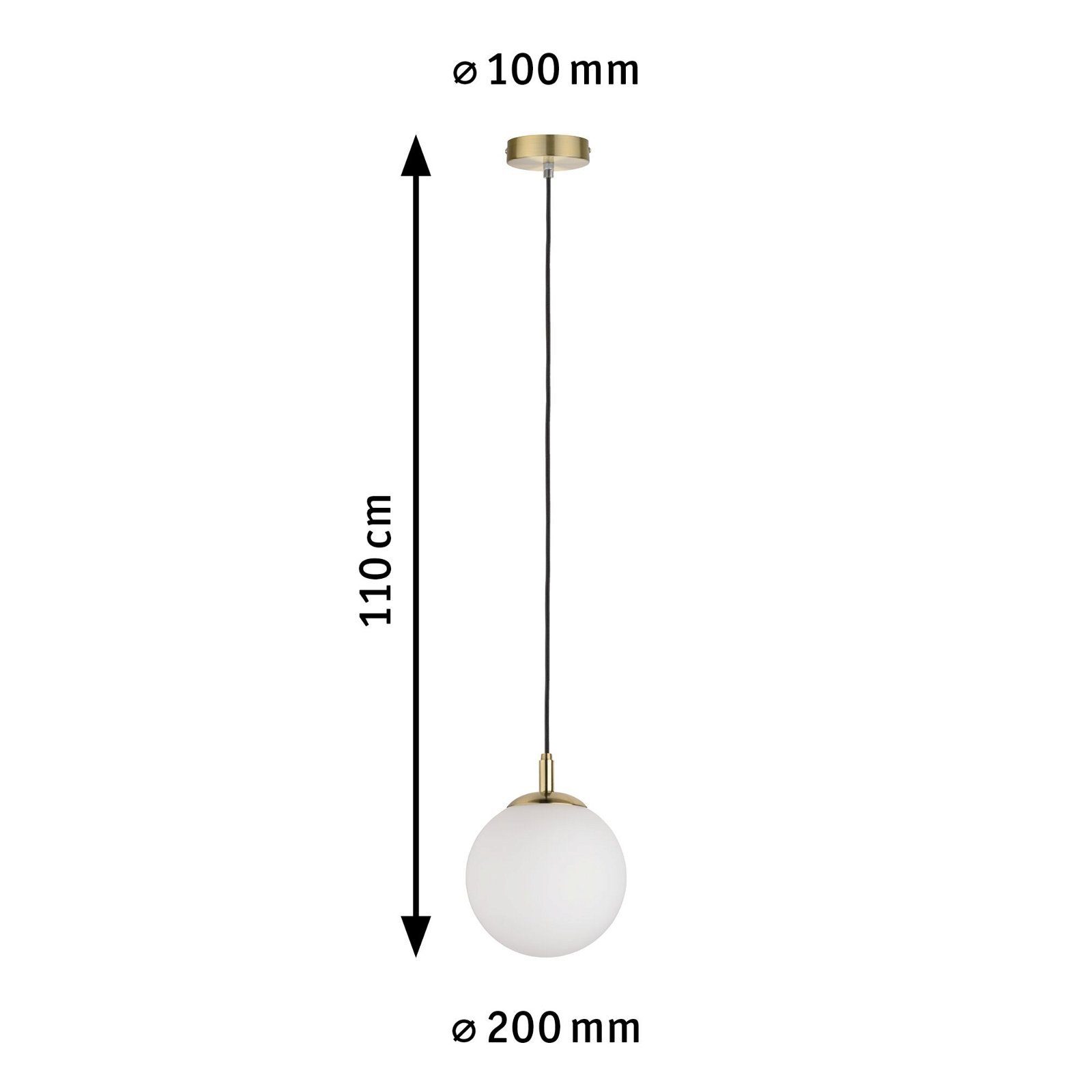 Paulmann Hanglamp Neordic Menja max. 1x20W Wit/Geborsteld messing 230V Glas/Metaal (1 stuk)