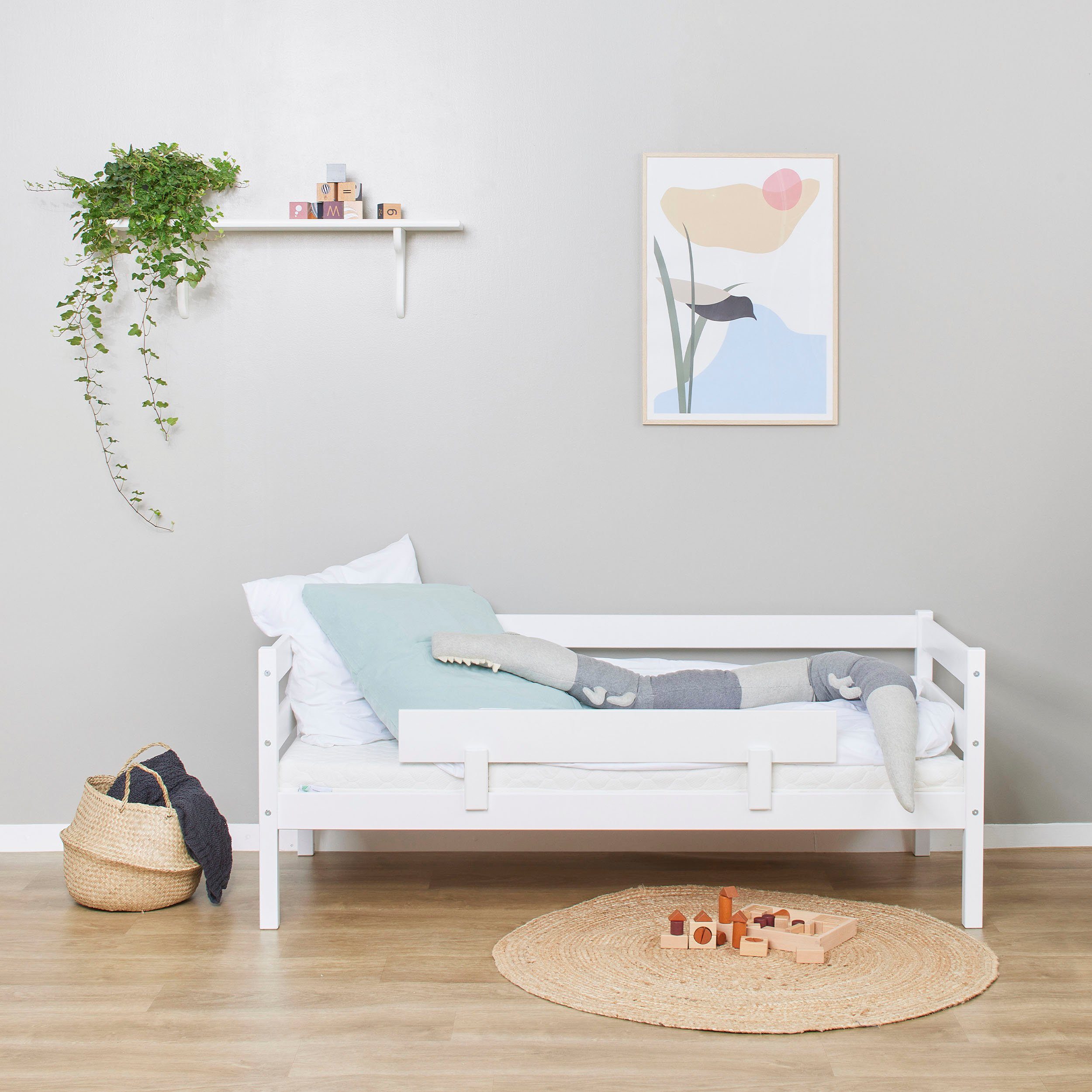 Hoppekids 1-persoonsledikant ECO Comfort kinderbed, massief grenenhout, tienerbed inclusief lattenbodem (set)