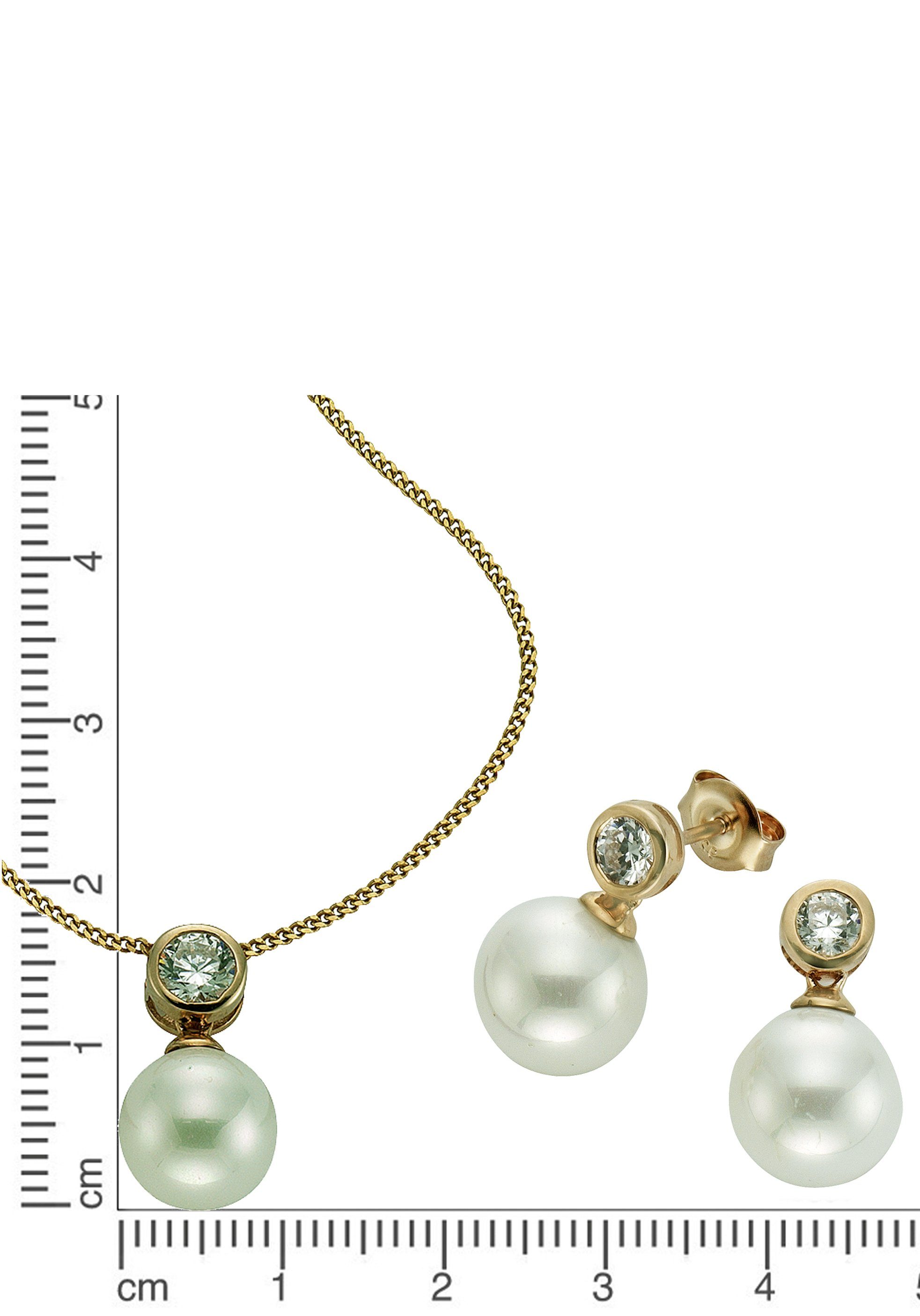 Firetti Oorring- en kettingenset Multipack sieraad cadeau zilverkleur 925 halsketting oorbellen parelsieraden (set, 4-delig)