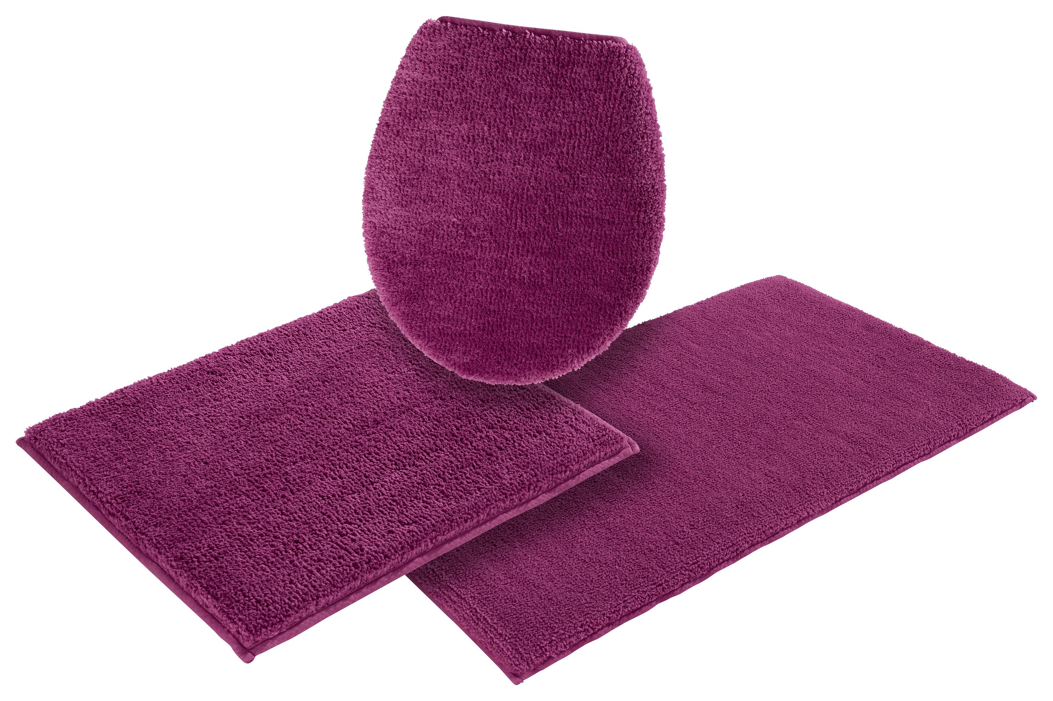 my home Badmat Vanessa, badmat, badkamer tapijt badmatten maat 3-delige set voor hangend toilet paars