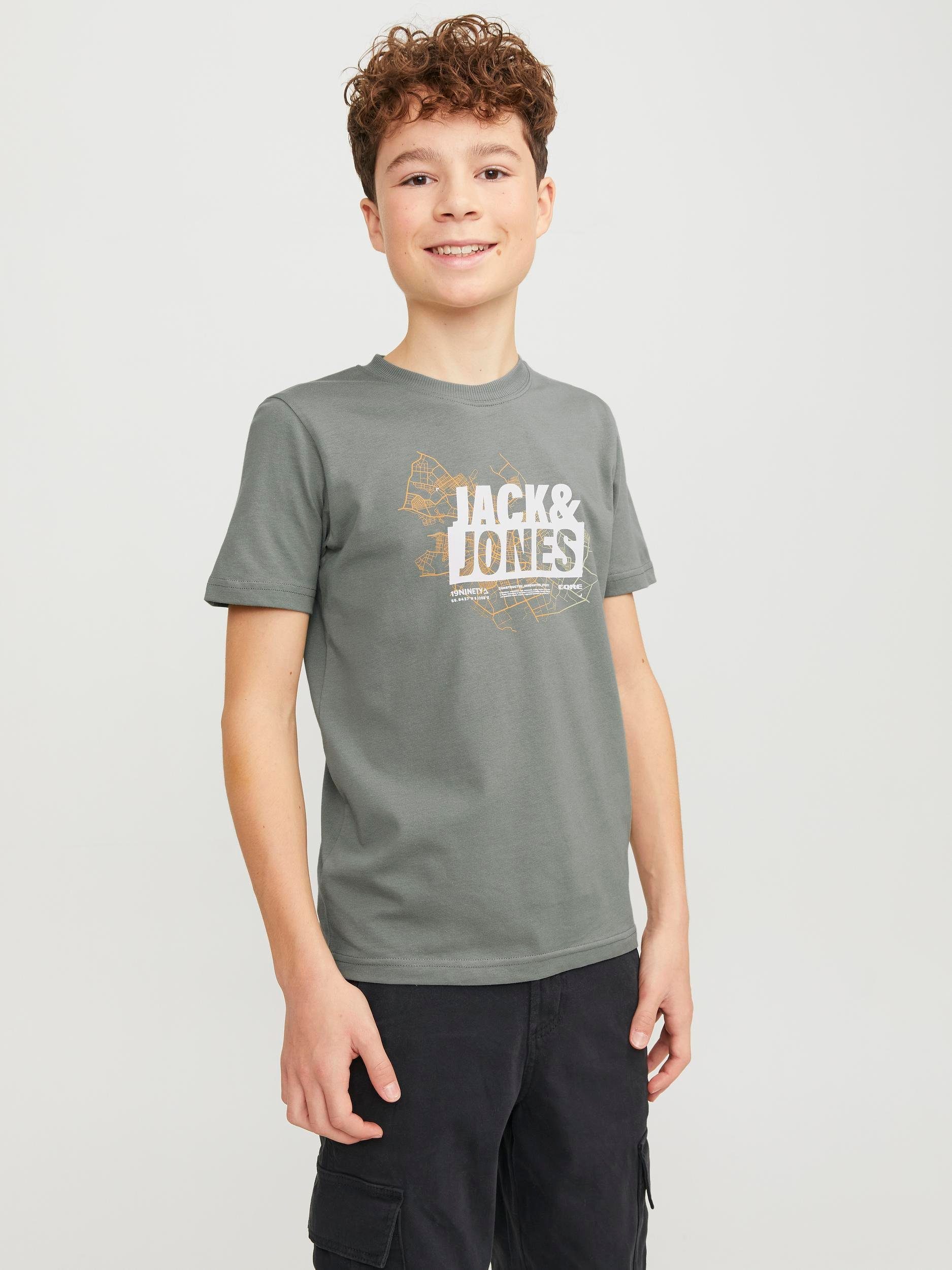 Jack & jones JUNIOR T-shirt JCOMAP met printopdruk lichtgroen Jongens Katoen Ronde hals 140