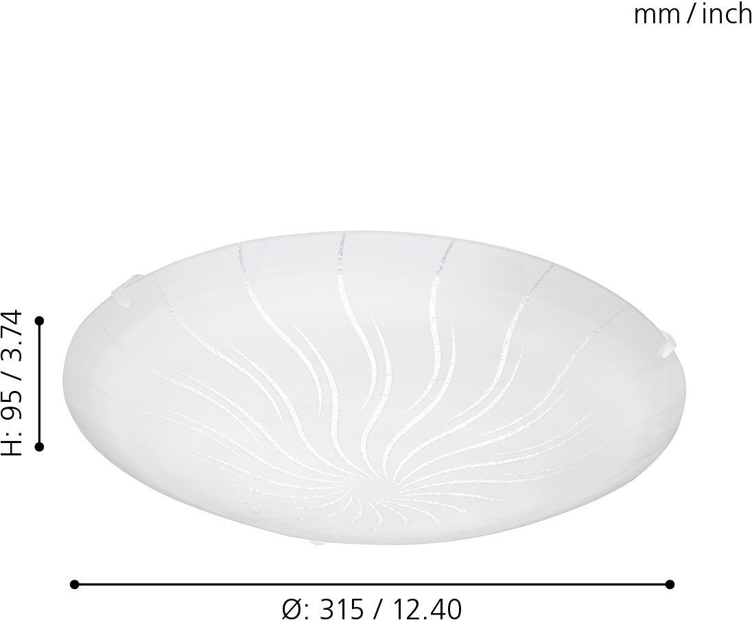 EGLO Plafondlamp MARGITTA 1 plafondlamp, wit, granille-kristallen, woonkamerlamp Led plafondlamp, Lamp voor de woonkamer, slaapkamerlamp, Ø 31,5 cm (1 stuk)