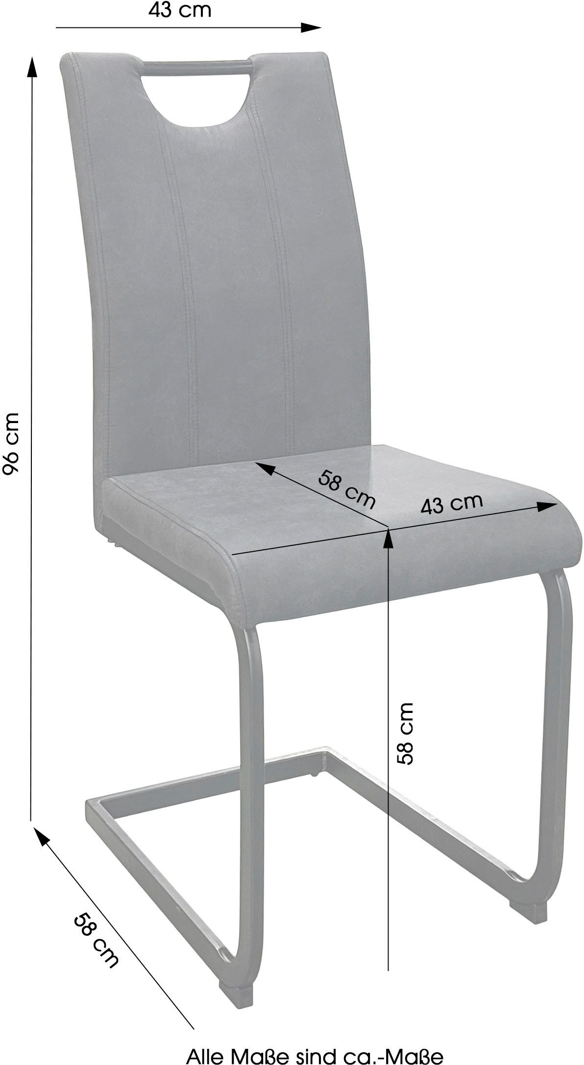 byLIVING Vrijdragende stoel Banff (2-stuks set) met handgreep, frame van zwart metaal, keukenstoel, diverse bekledingen (set)