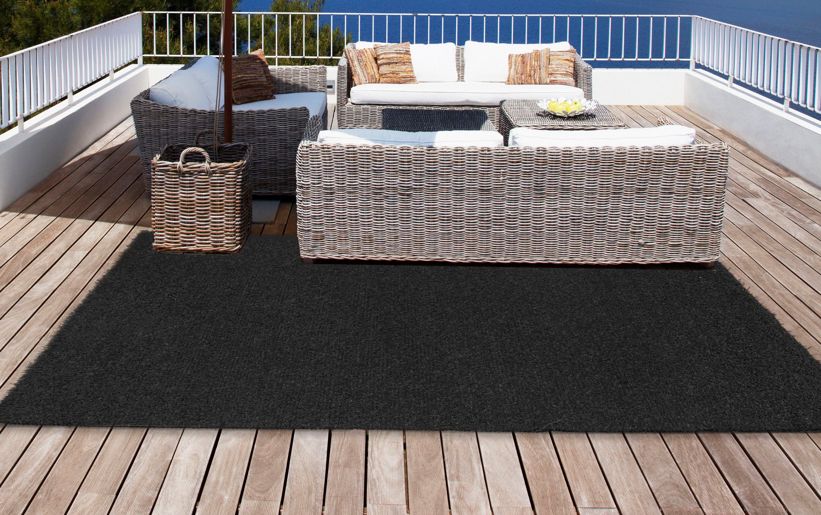 Andiamo Kunstgras Black Weerbestendig, geschikt voor balkon, geïntegreerde drainage, tuin, terras (1 stuk) buitenkleden maat 200 cm x 500 cm x 15 mm