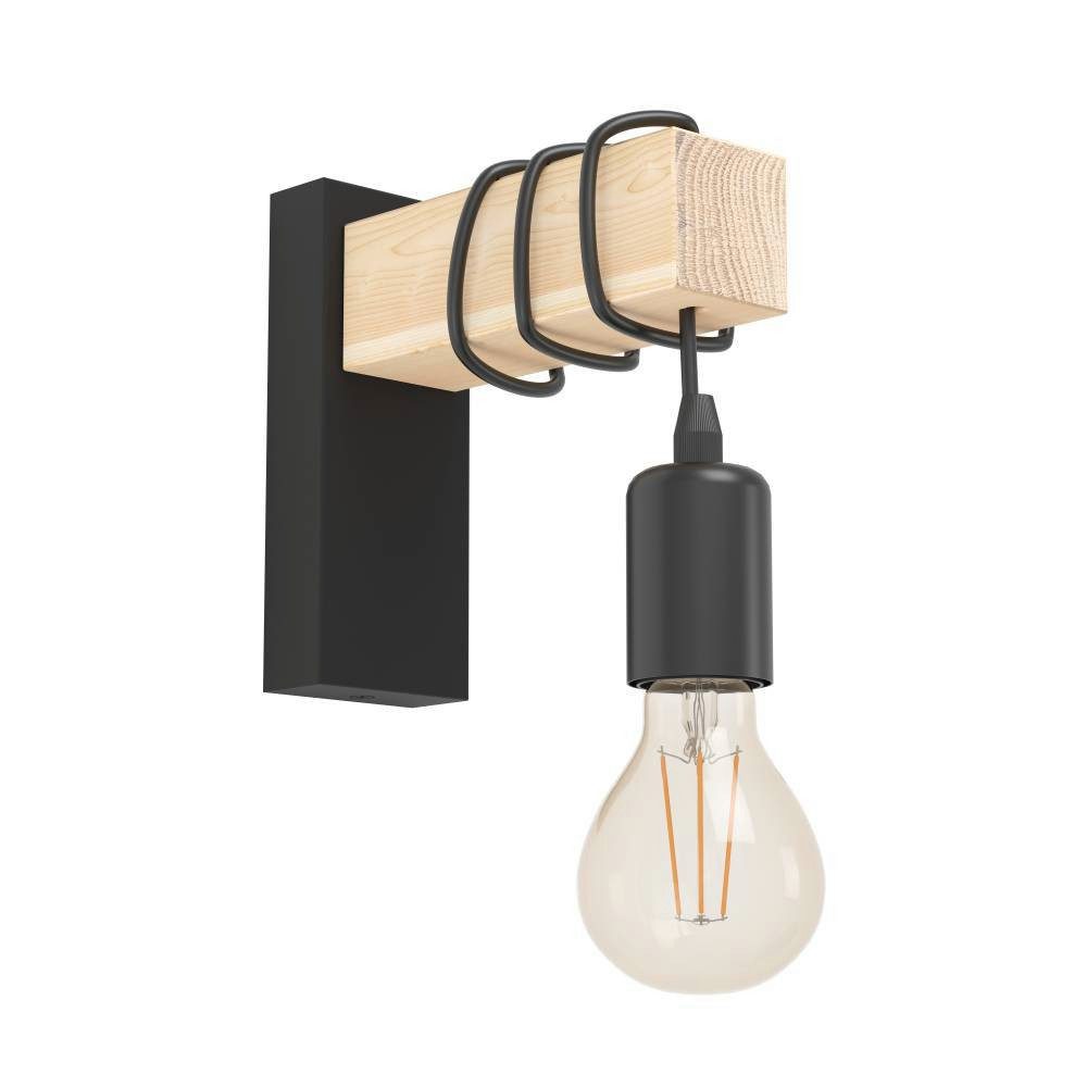 EGLO Wandlamp TOWNSHEND Vintage wandlamp met houten balk, retro wandlamp (1 stuk)