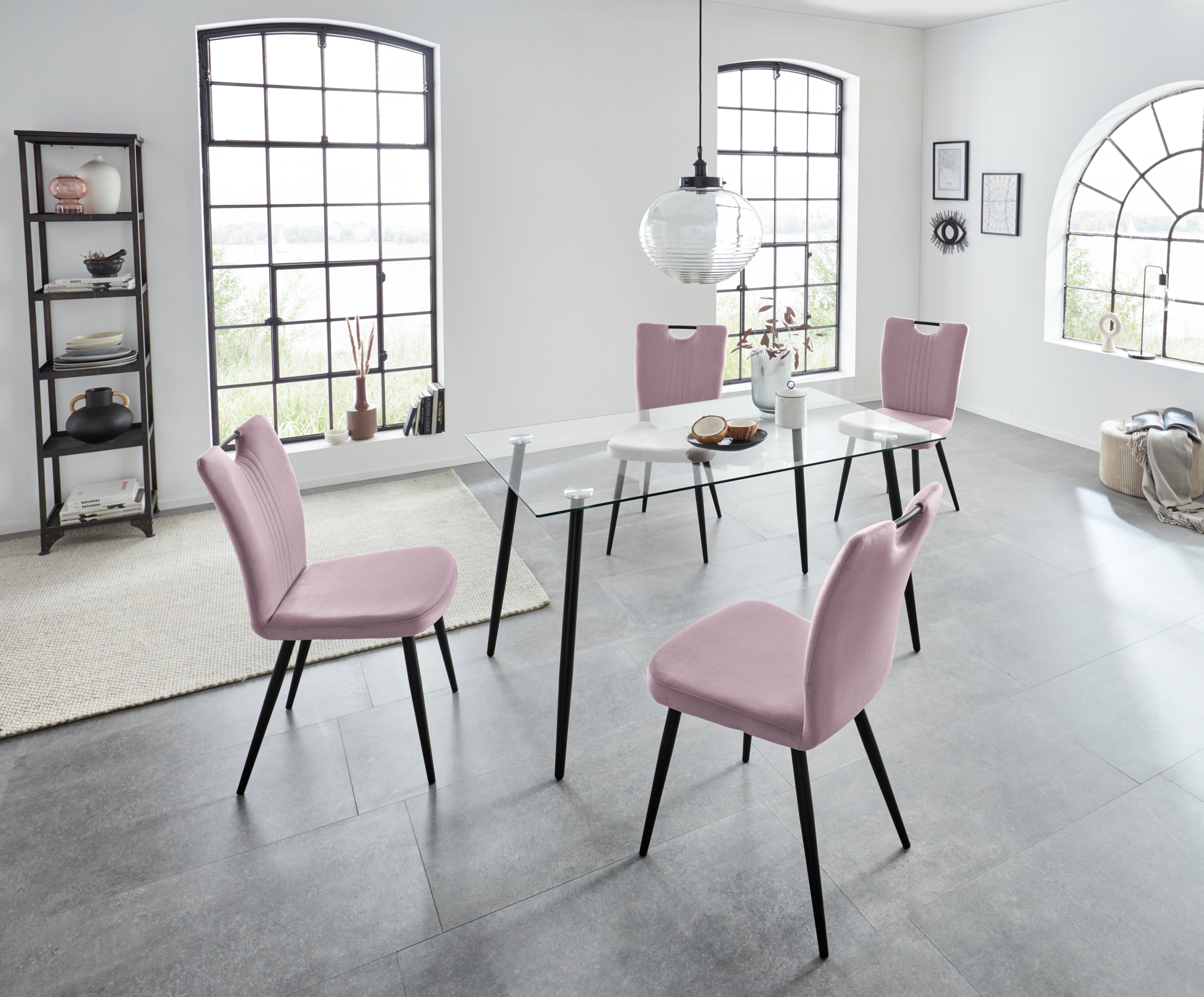 INOSIGN Glazen tafel Danny, TOPSELLER! Eettafel breedte 140 cm, metaalapplicaties, modern ontwerp