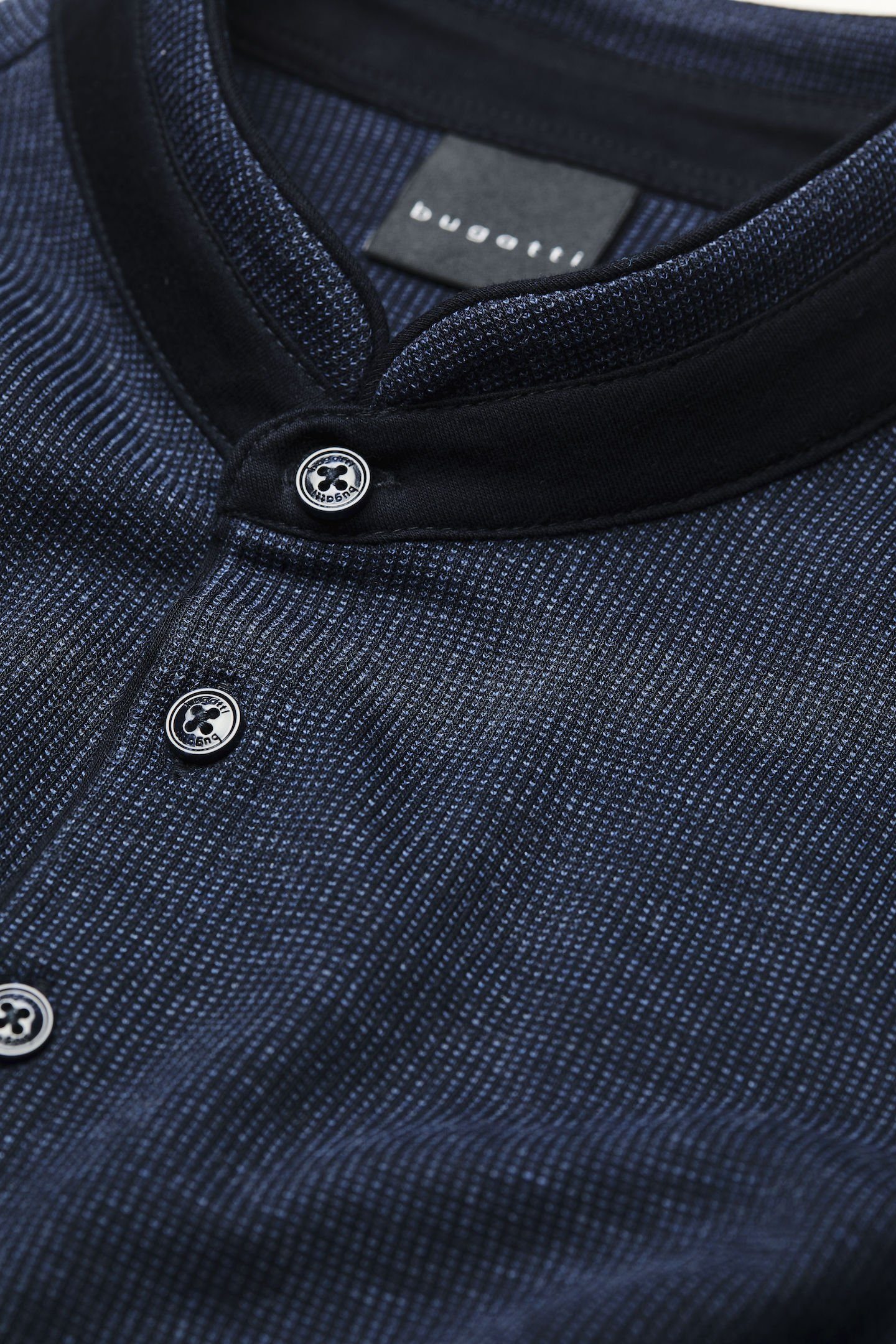 Bugatti Poloshirt met lange mouwen met opstaande kraag