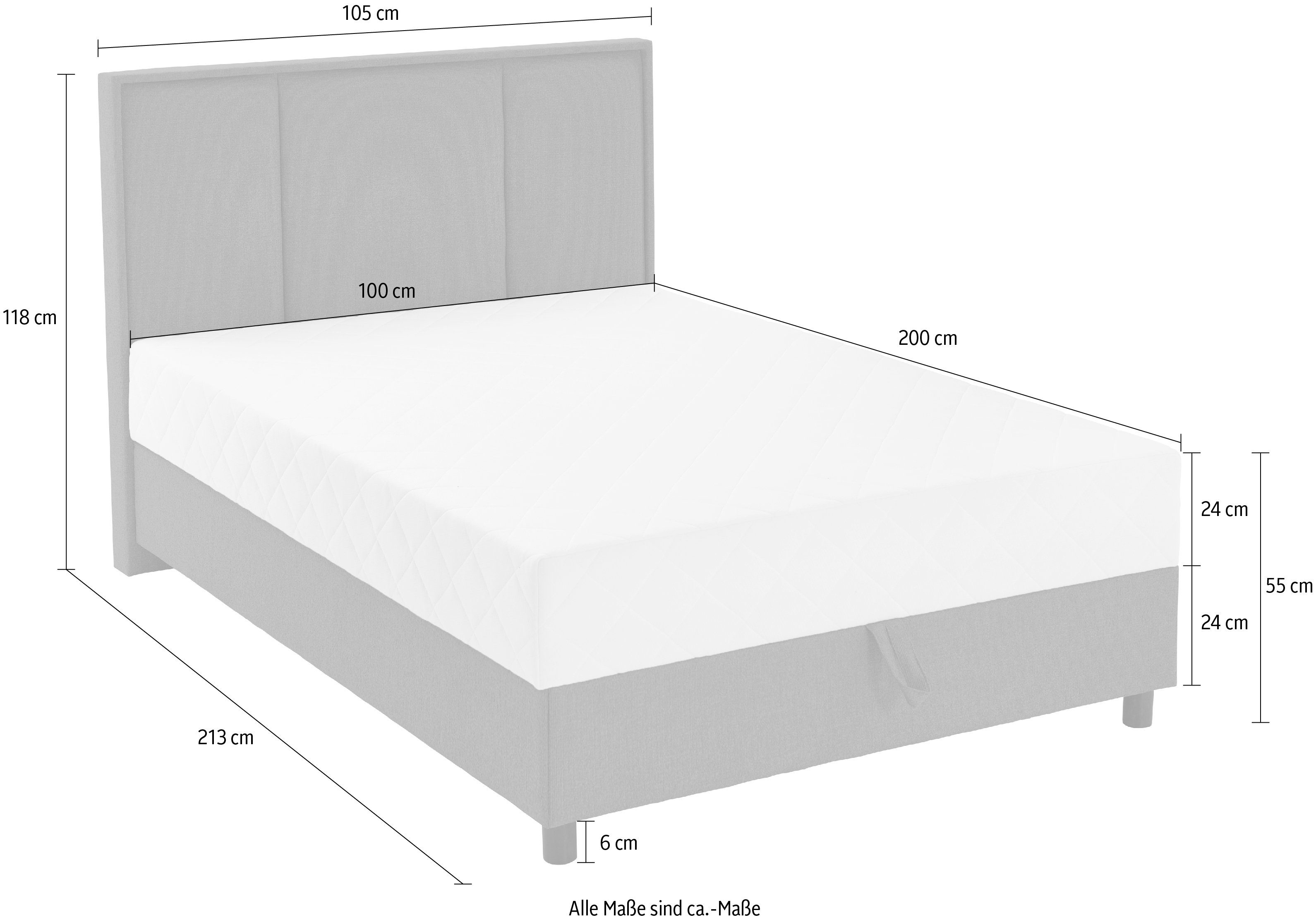 ATLANTIC home collection Boxspring ARLA met pocketveringsmatras en bedkist