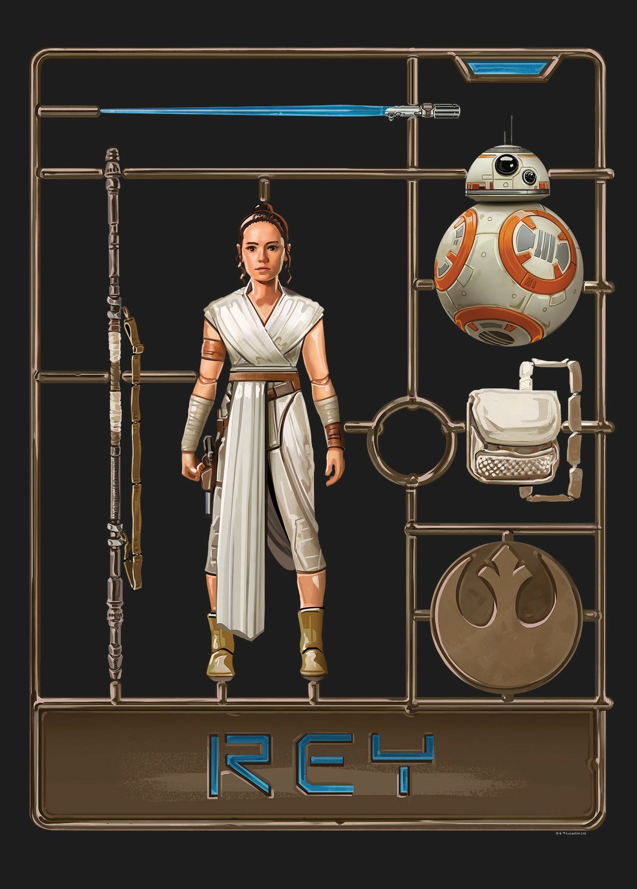 Komar wanddecoratie Star Wars Toy Rey, zonder lijst