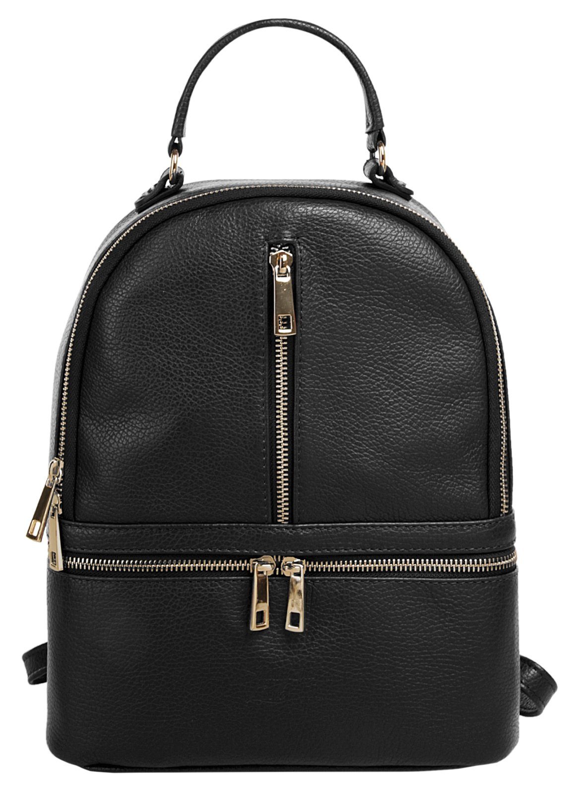 Samantha Look Rugzak echt leer, made in italy dames rugzakken maat onesize zwart