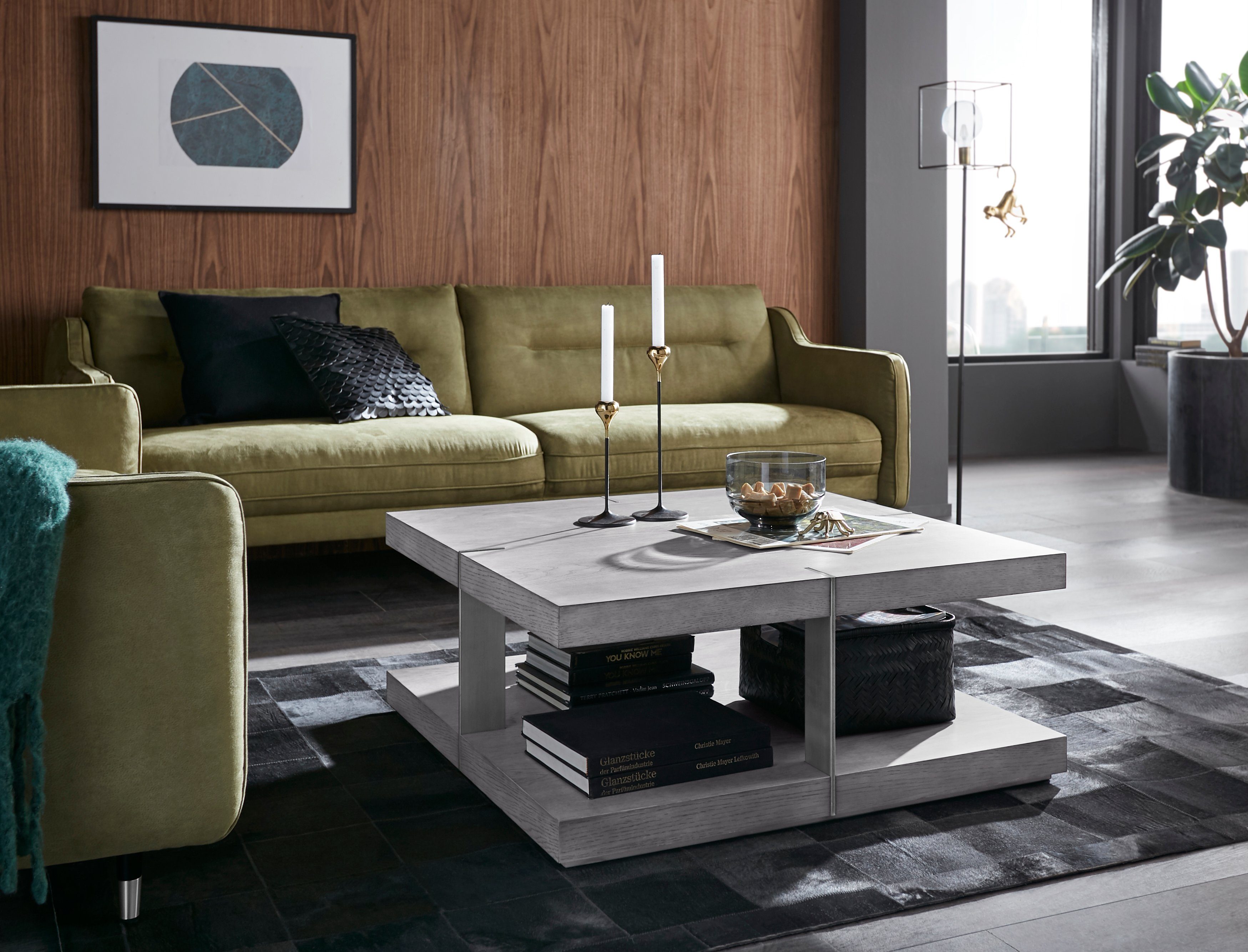 Places of Style Salontafel Verrazzano salontafels maat 90 cm x 38 cm grijs