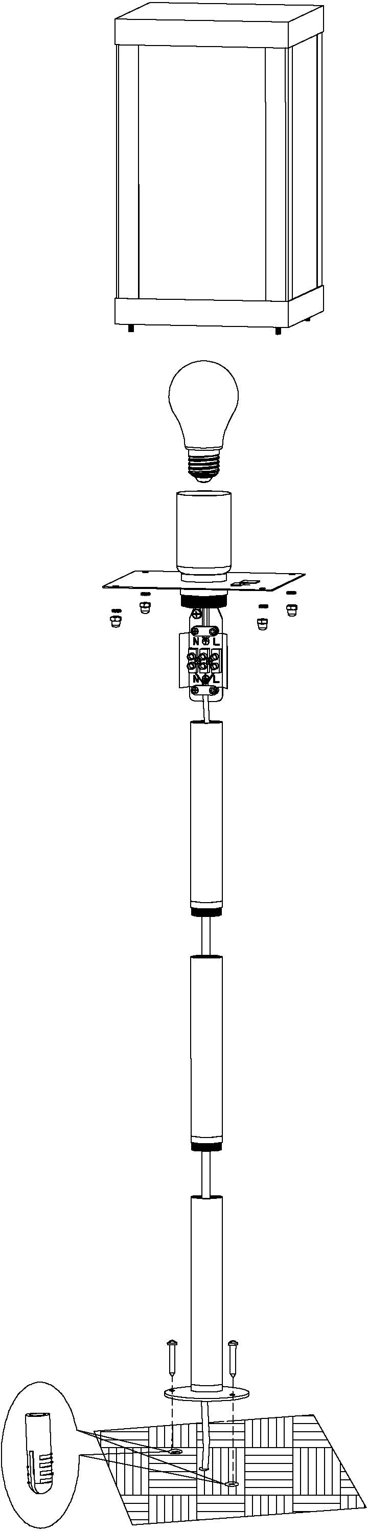 EGLO Staande lamp ALAMONTE 1 Staande lamp, staal en glas, E27, IP44, buitenlamp, lamp