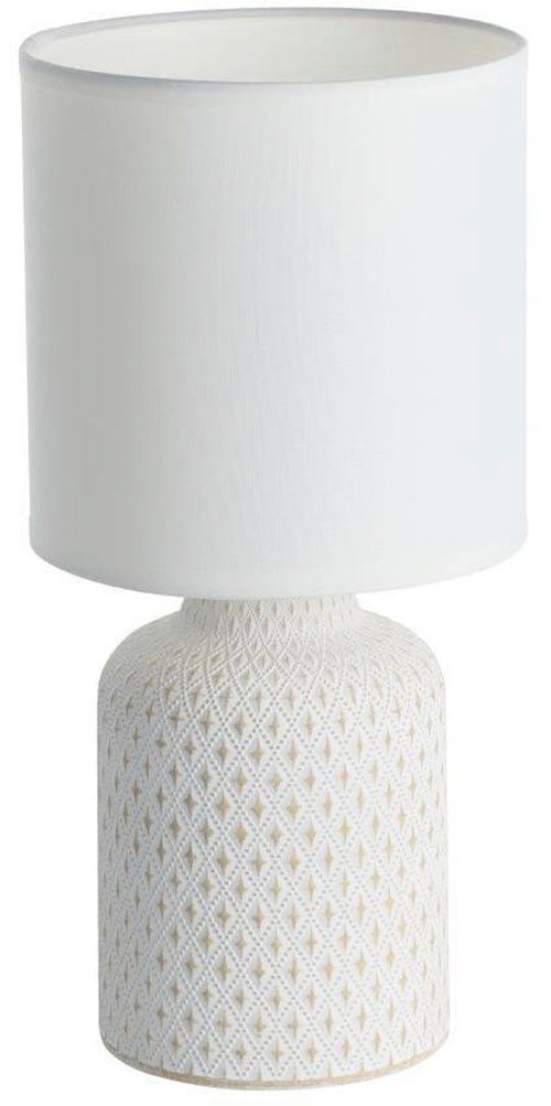 EGLO Tafellamp BELLARIVA Tafellamp van keramiek in crème, textiel in wit, met schakelaar, E14 (1 stuk)