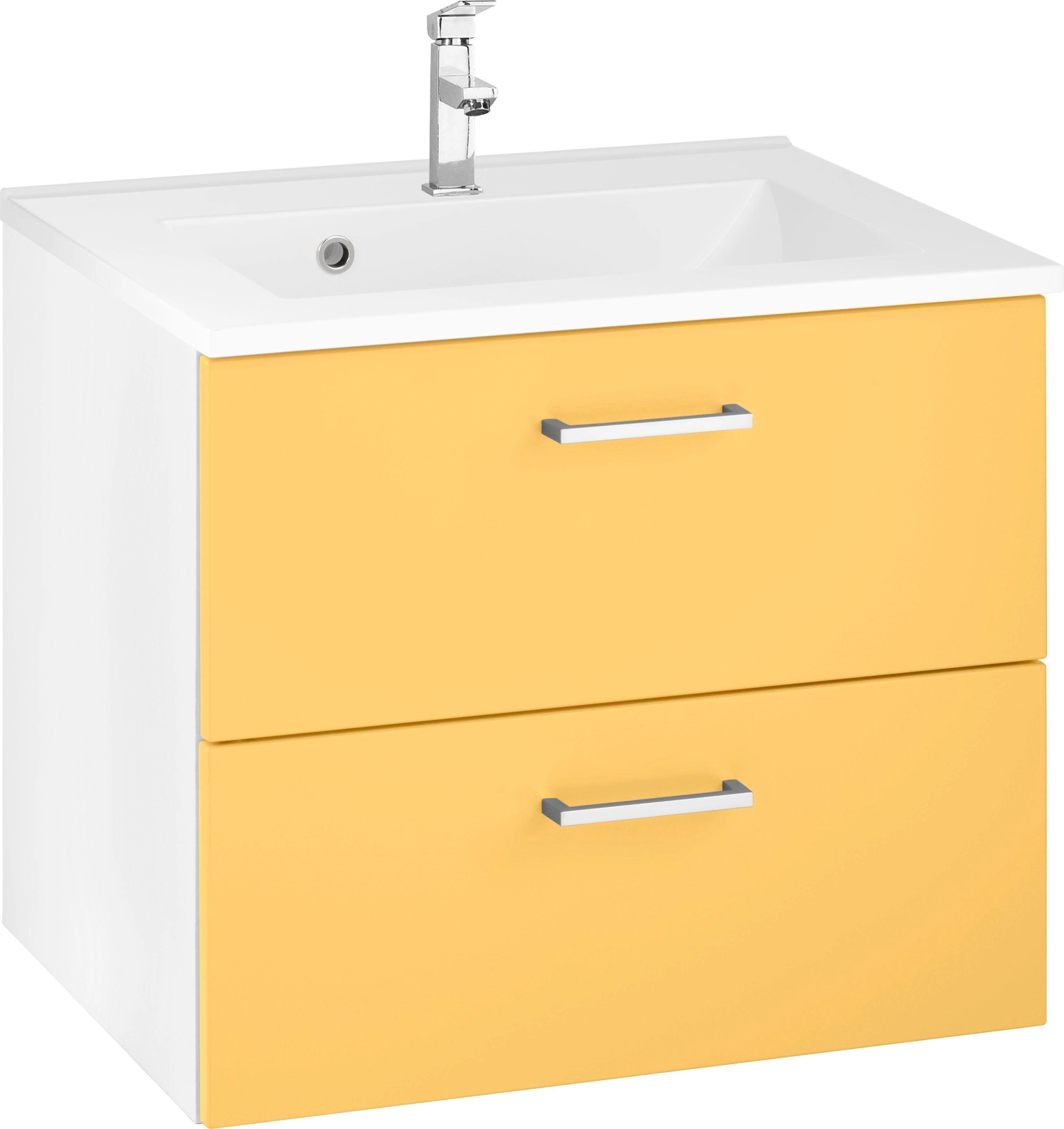 welltime Wastafelonderkast Ribera Badkamermeubel, wastafelonderkast inclusief wasbak, breedte 60 cm onderkasten wit