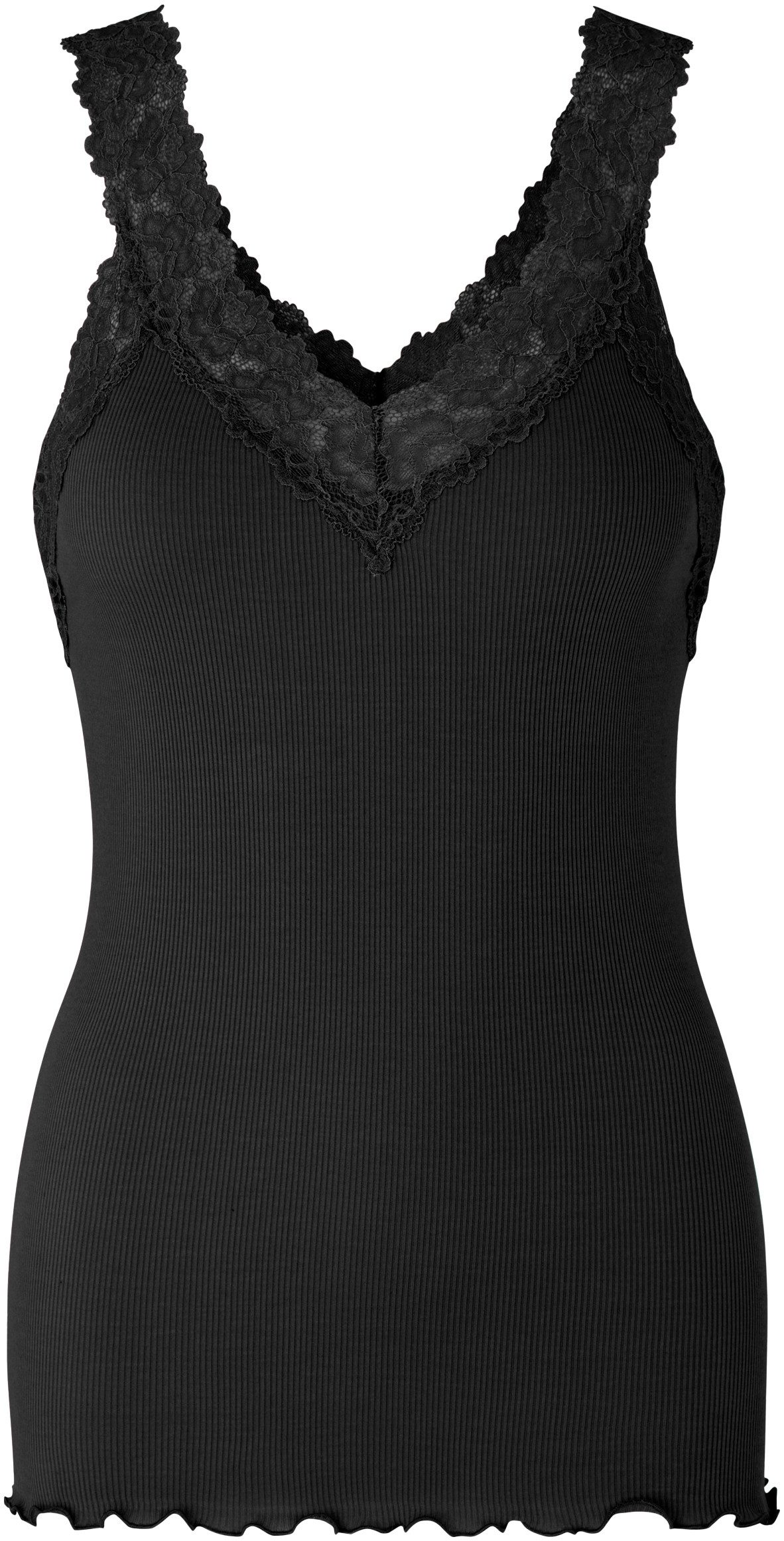rosemunde Shirt voor eronder Bernardine Organic Cotton Top met prachtige vintage kanten afwerking aan de v-hals