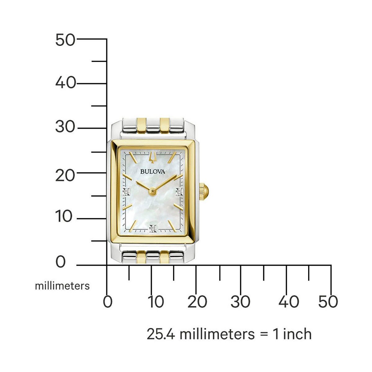 Bulova Kwartshorloge 97P166 Polshorloge, dameshorloge, roestvrijstalen armband, met diamanten