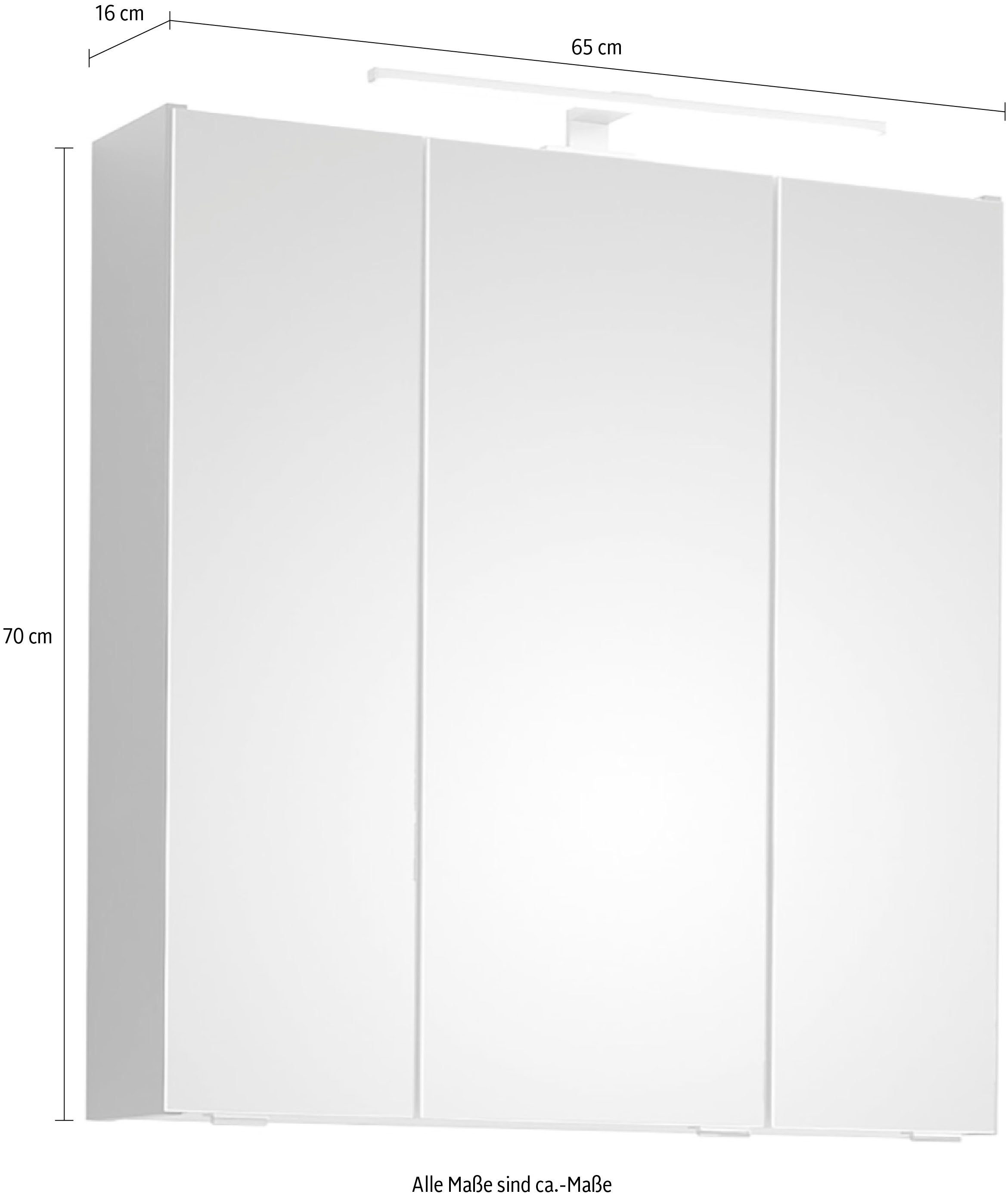 Saphir Spiegelkast Quickset 357 Badkamermeubel, 3 spiegeldeuren, 6 legplanken, 65 cm breed