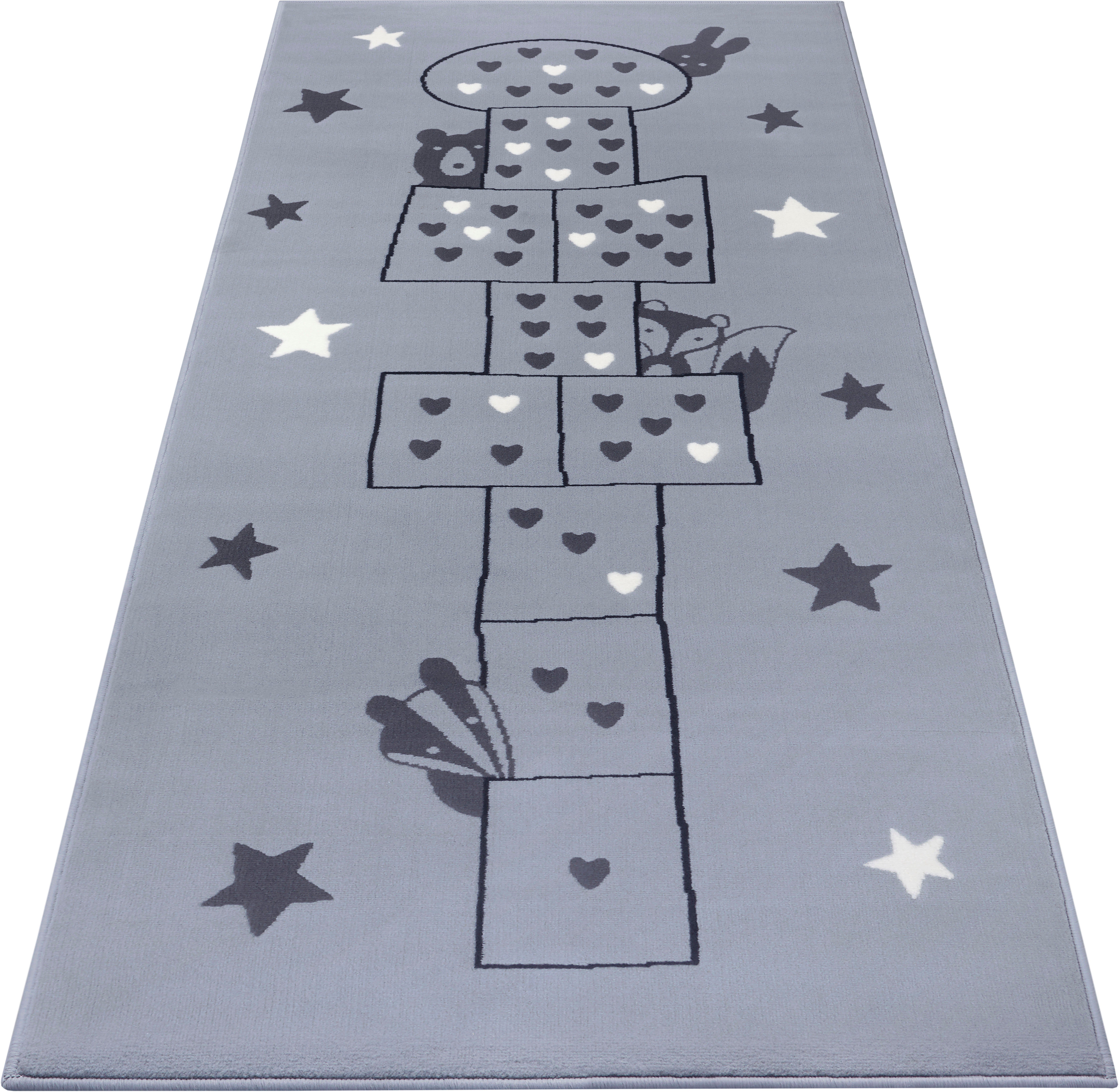 HANSE Home Kindervloerkleed Jump Speelmat hinkelbaan hemel & hel, dieren, platweefsel