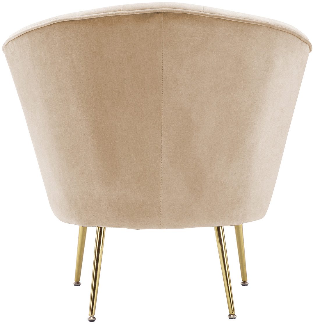 Kayoom Fauteuil Loulan 125, comfortabele cocktailstoel, luxe fluwelen bekleding Cocktailstoel, rugleuning met decoratieve naad, metalen poten in goud (1 stuk)