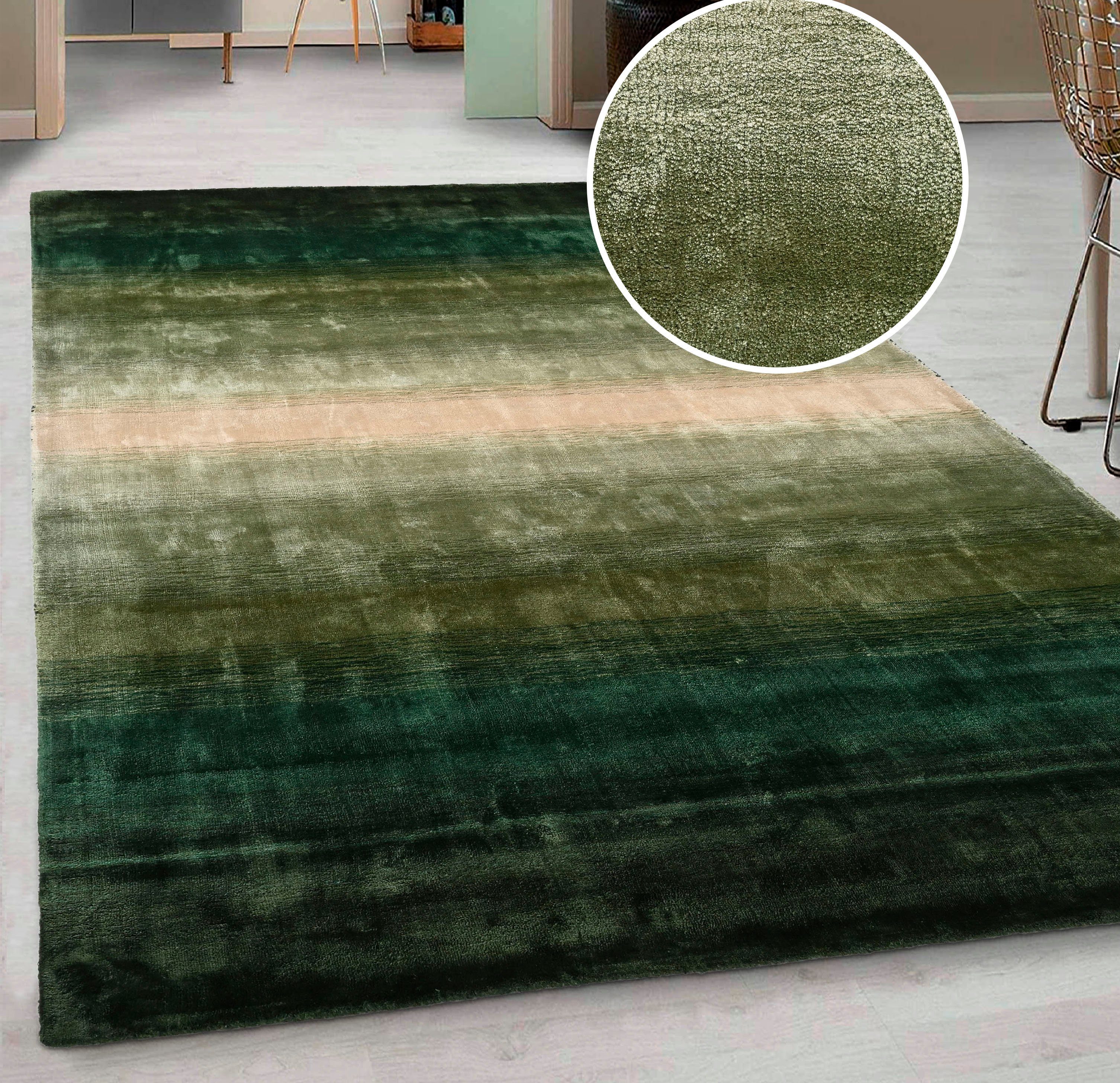 Home affaire Vloerkleed Katalin, met de hand geweven, vloerkleden van 100% viscose, in kleur changerend
