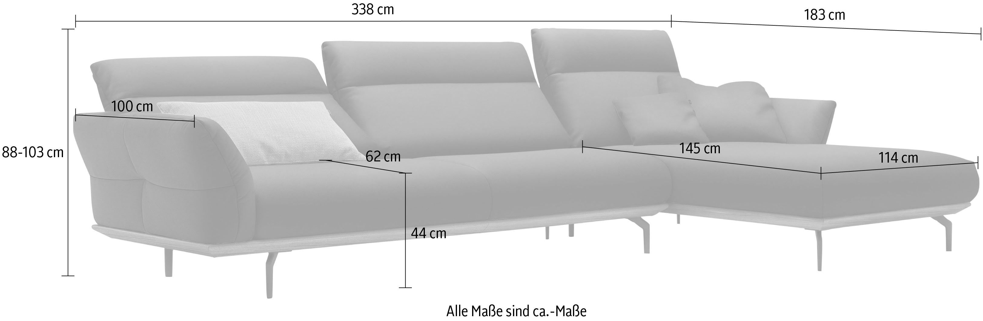 Creation BY ROLF BENZ Hoekbank Hs.460 Sokkel in eiken, onderstel in umbra grijs, breedte 338 cm