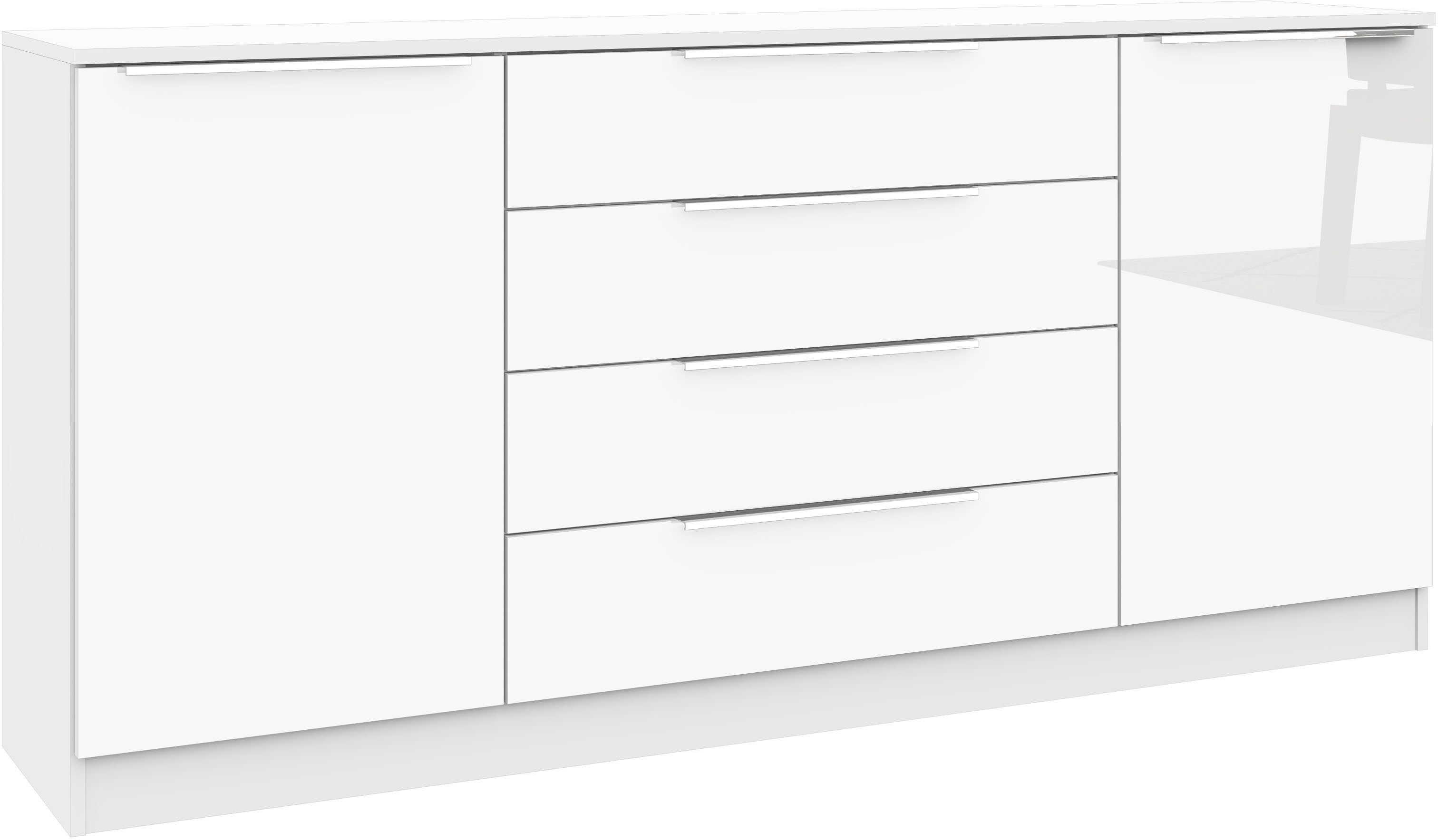 borchardt Möbel Kast Oliva Breedte 166 cm, met 4 lades dressoirs maat 166x35x78 cm wit