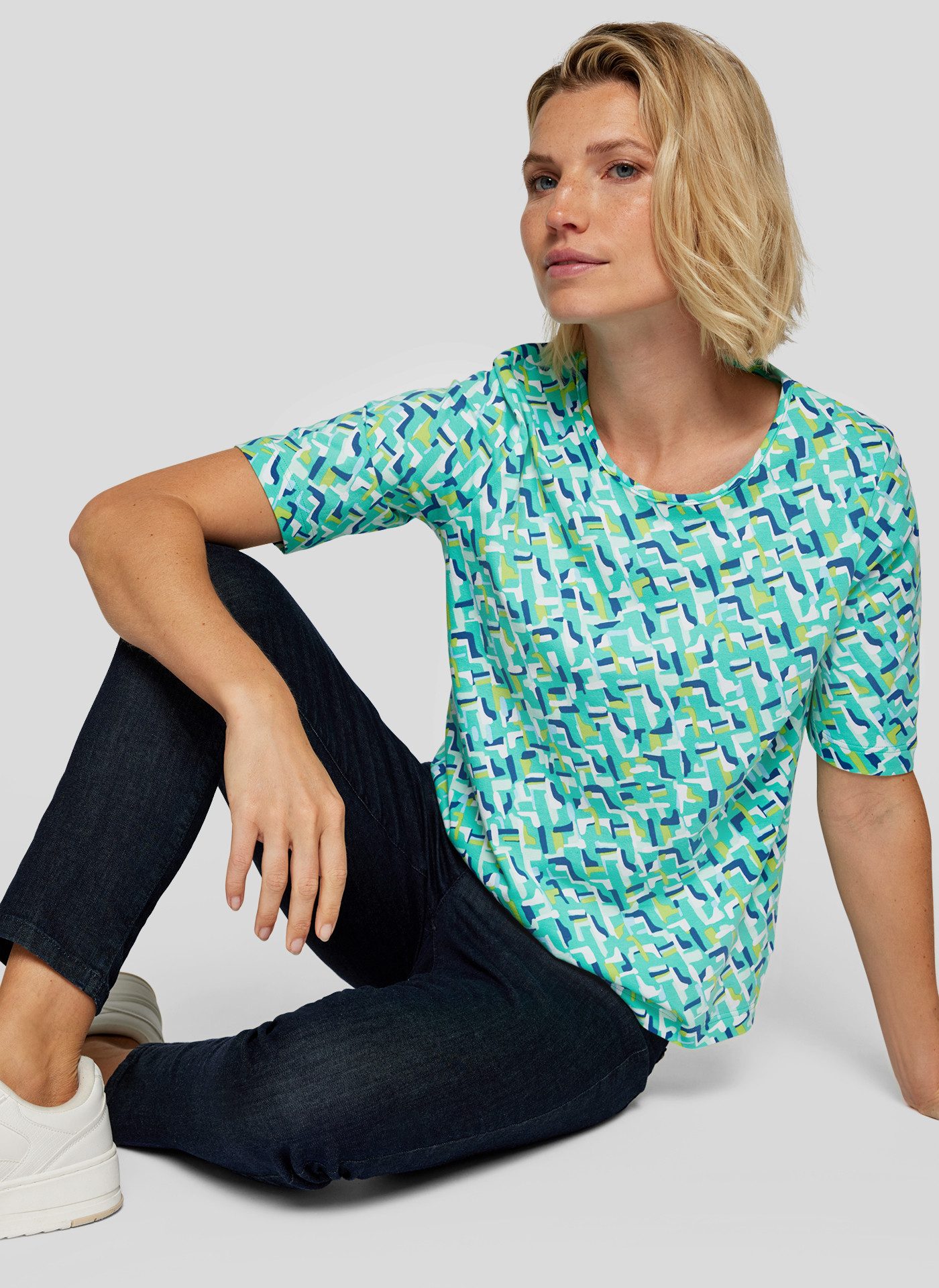 Rabe Shirt met ronde hals halfarm, met grafisch patroon