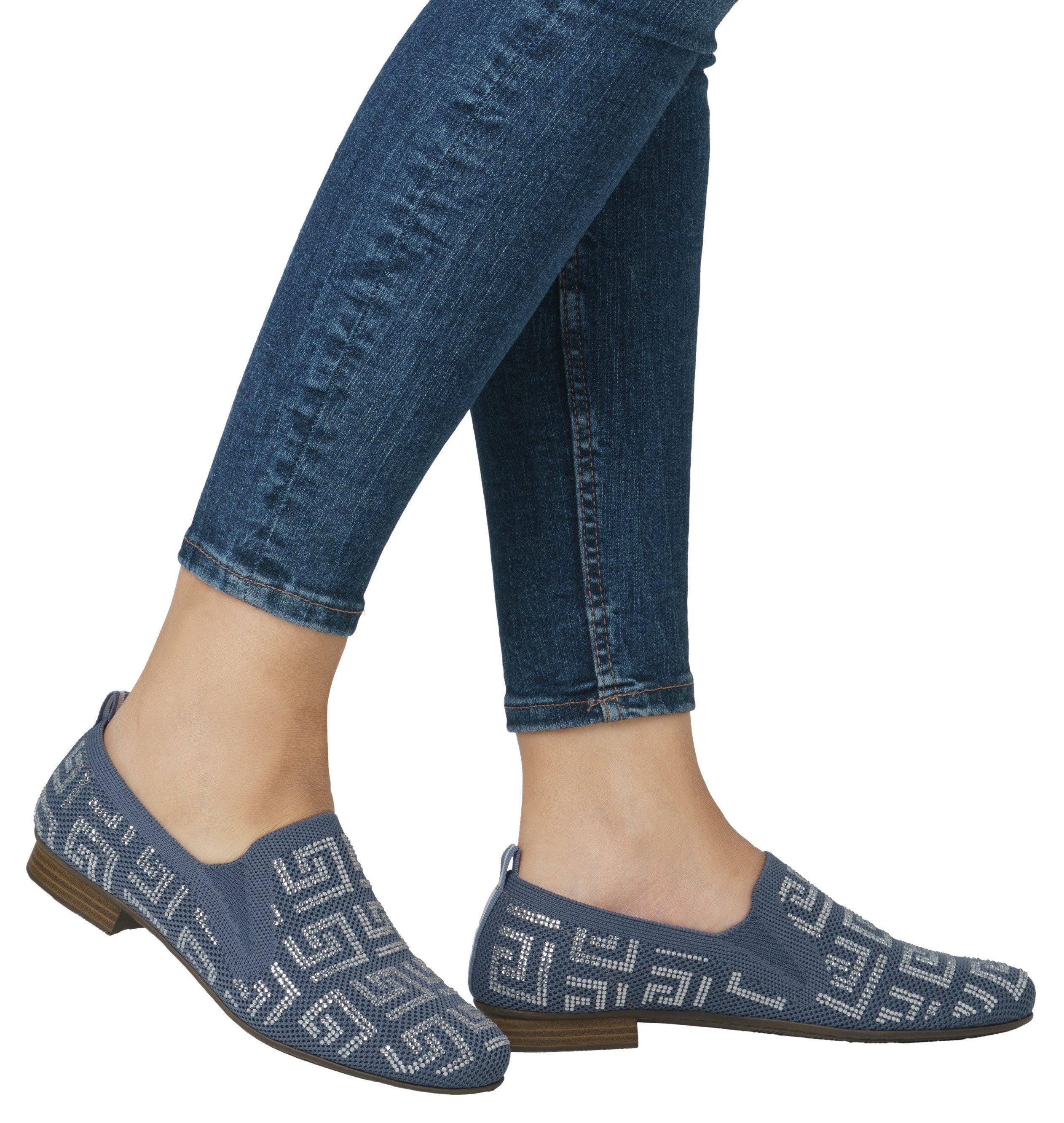 Rieker Instappers , lage schoen, instapschoen, blokhak, loafer met stretch-inzetten